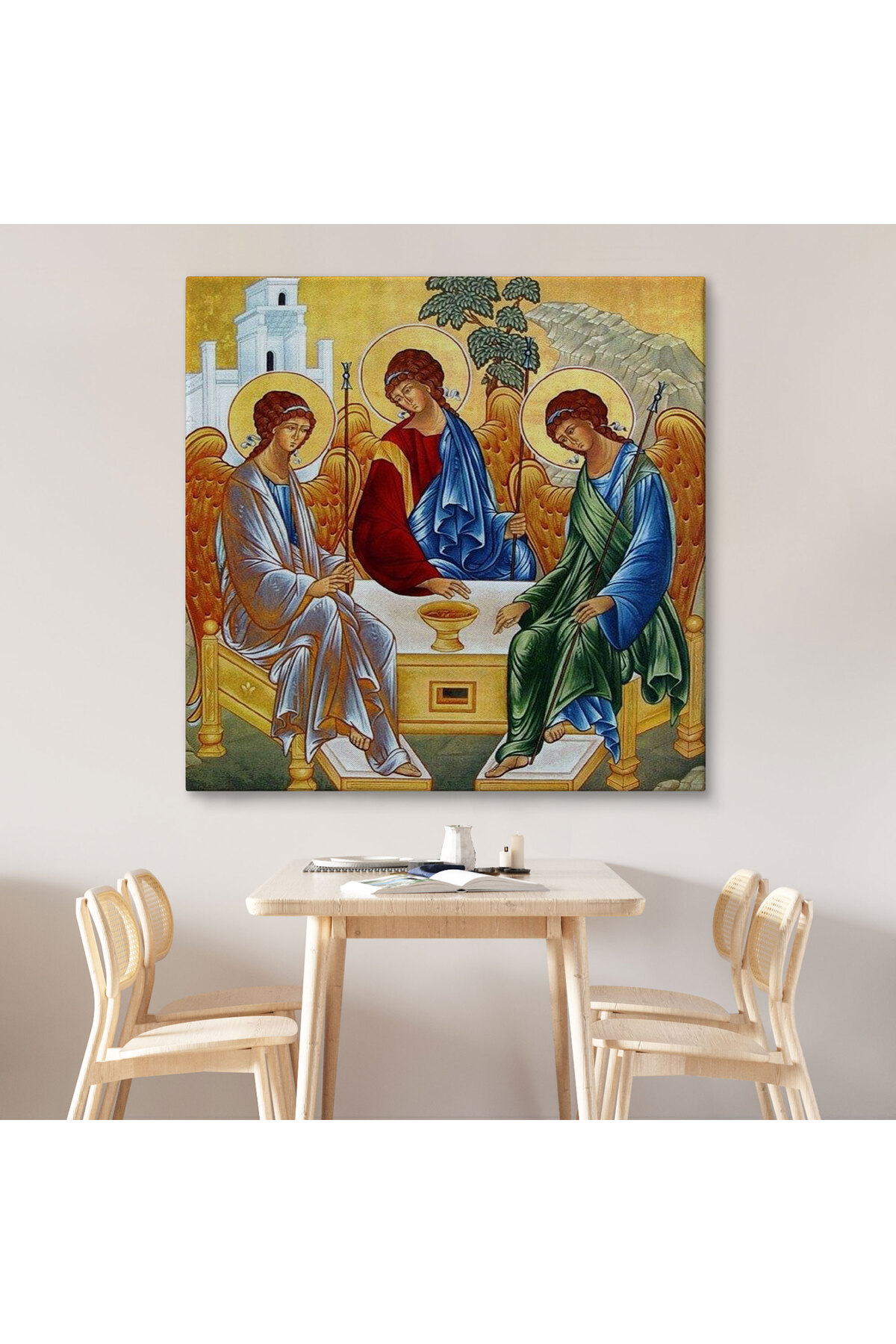 Andrei Rublev Tarafından Kutsal Üçleme Kanvas Tablo, Hristiyan Kilise Hediyesi-5327 görsel 7