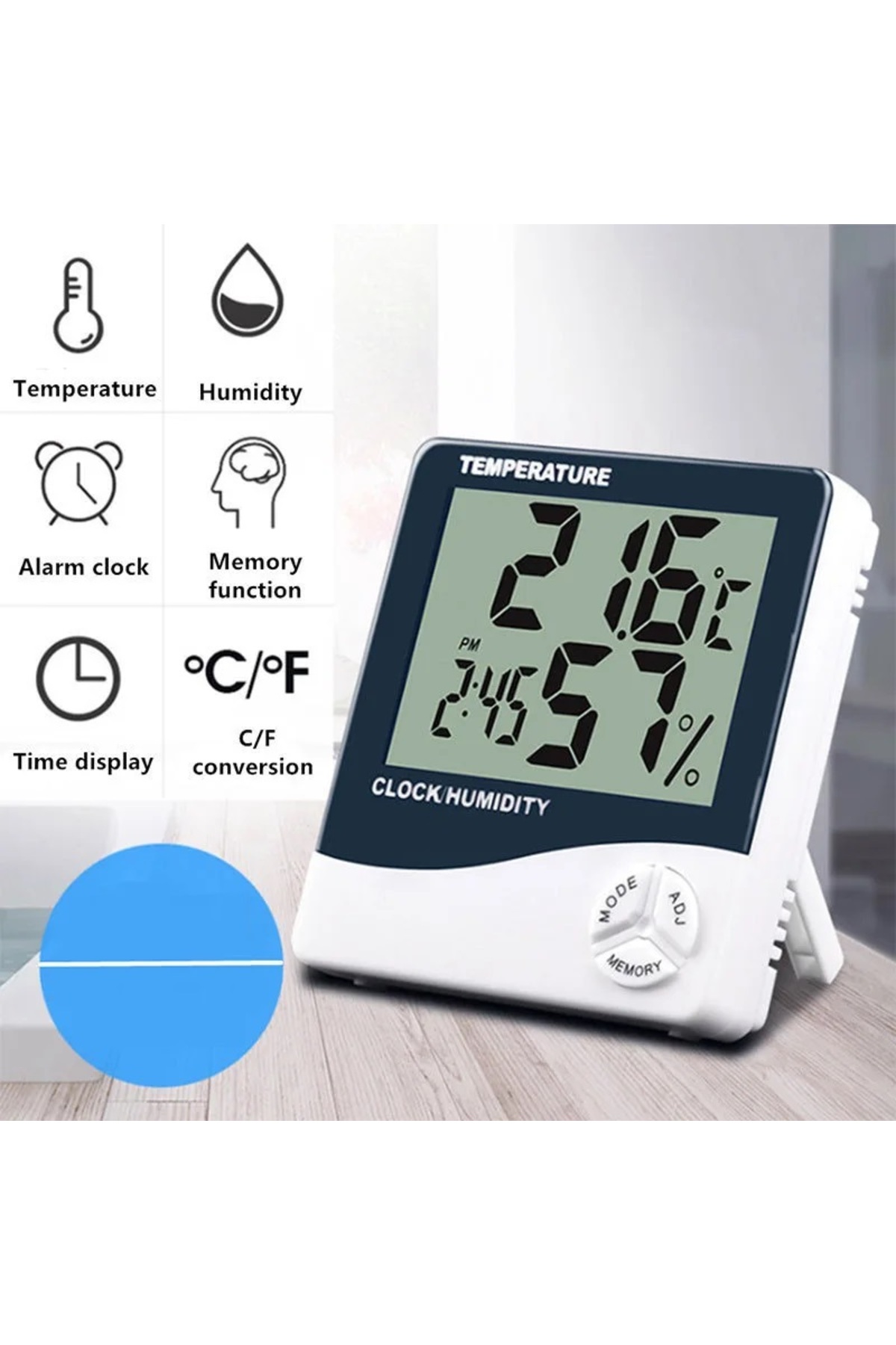 Yeni Masaüstü Duvar Tipi Dijital Termometre Sıcaklık Ve Nem Ölçer Masa Saati Alarm