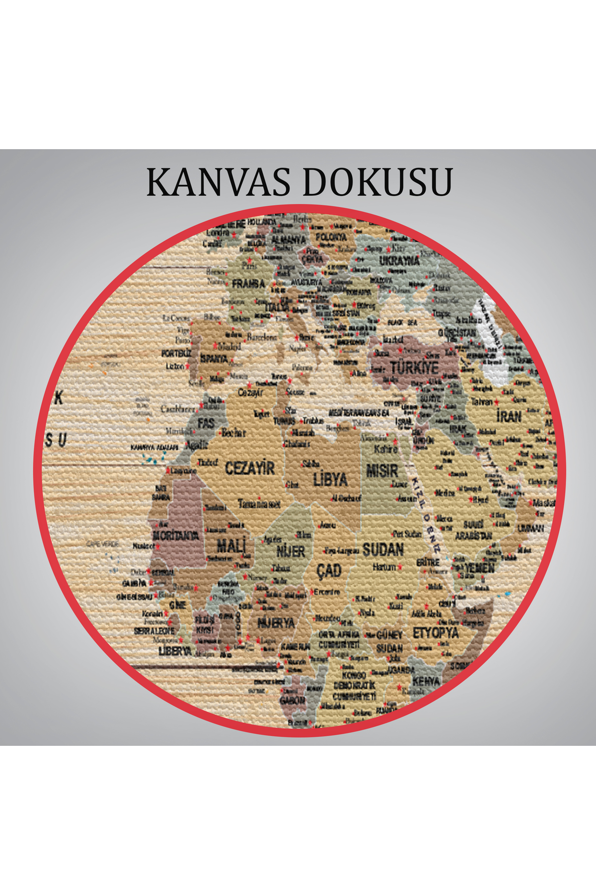 Ahşap Görünümlü Türkçe Dünya Haritası Son Derece Ayrıntılı Eğitici Kanvas Tablo 2991 görsel 7