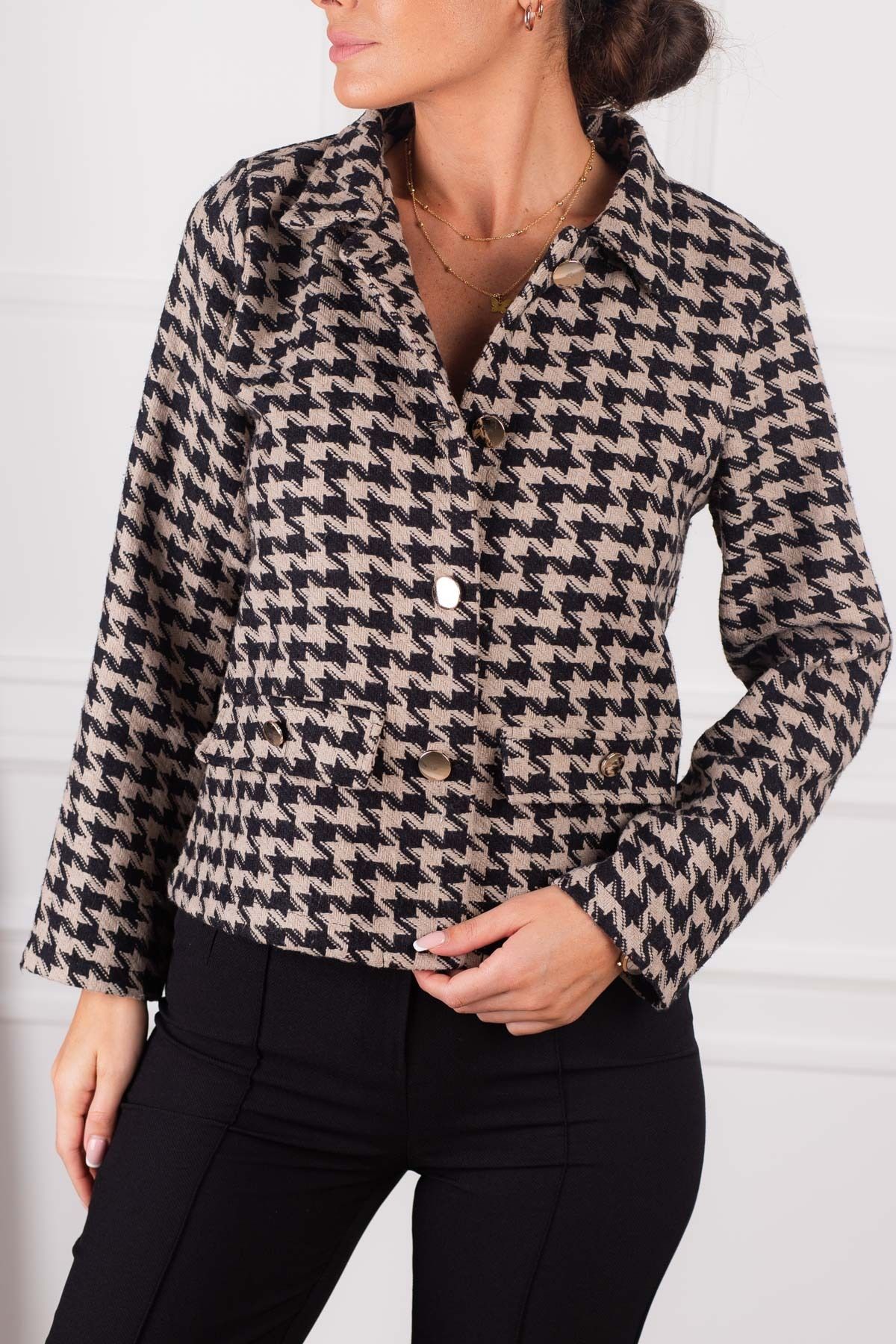 Houndstooth shop print jacket