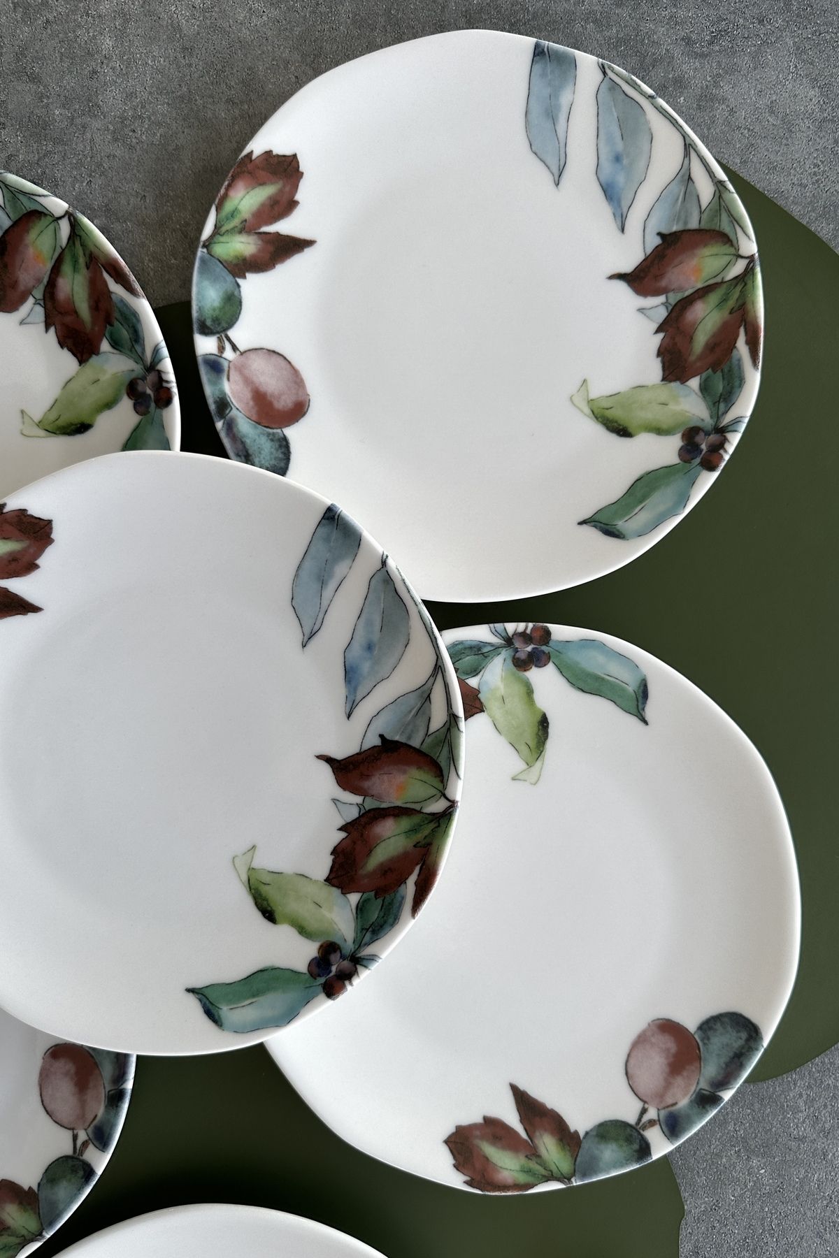 porselenden-Flores Organic 6 Piece 21 cm Cake Plate Set for 6 Persons 4