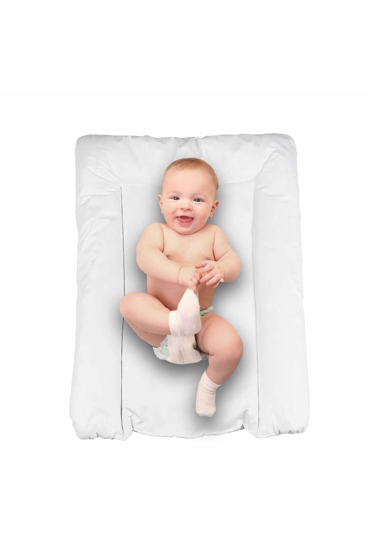 Baby'ness Elyaf Dolgulu Pvc Alt Değiştirme Minderi Küçük Sıvı Geçirmez Leke Tutmaz Beyaz fotoğrafı 3 (önizleme)
