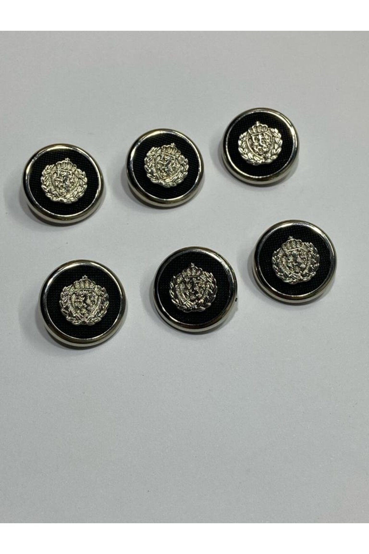 Trench coat button / metallized (plastic) / set of 6 / Black