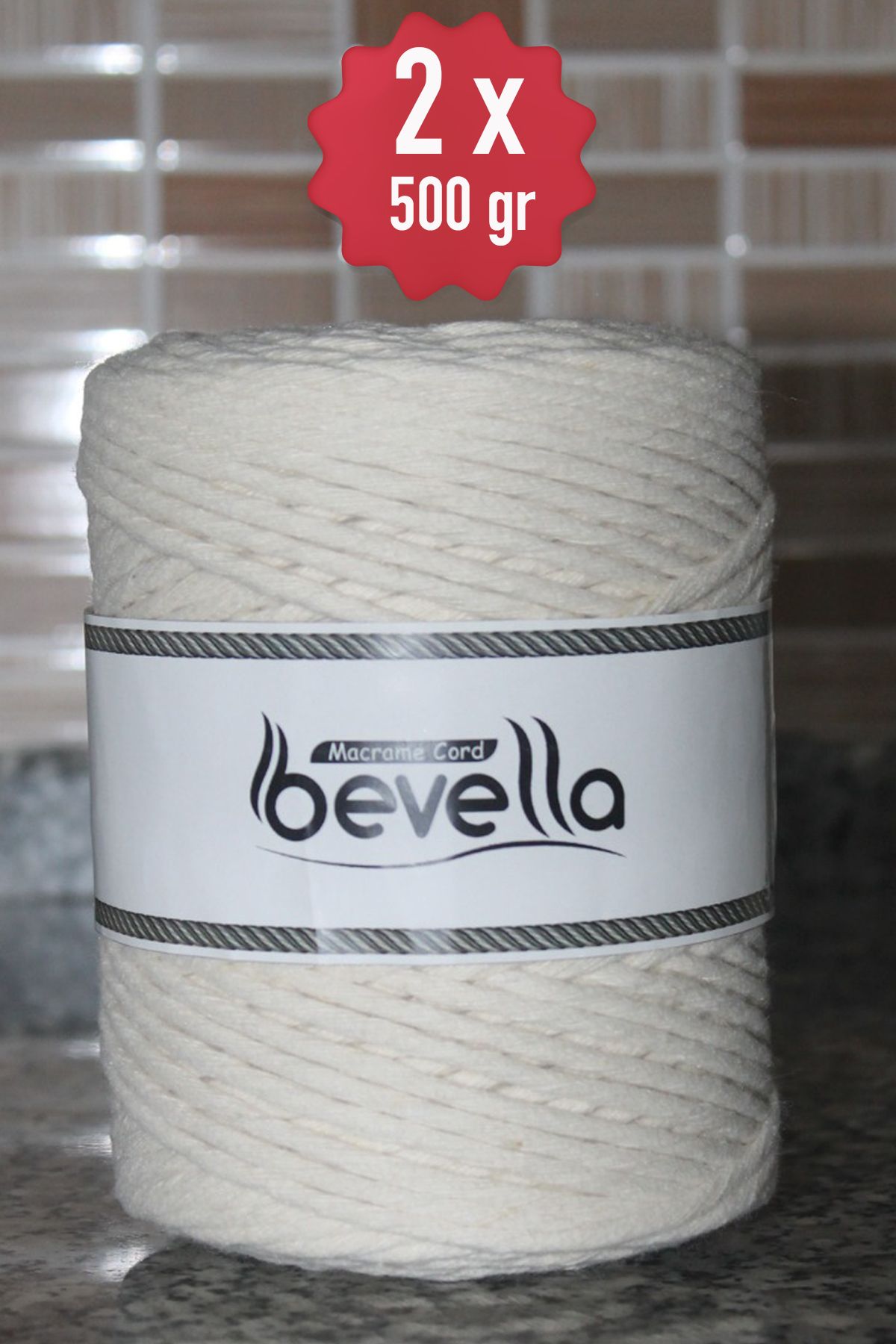 Bevella Macrame Cord-Ecru Taranan 3 mm Macrame Thread 2 x 500 Gr Taranable One Kilo 3