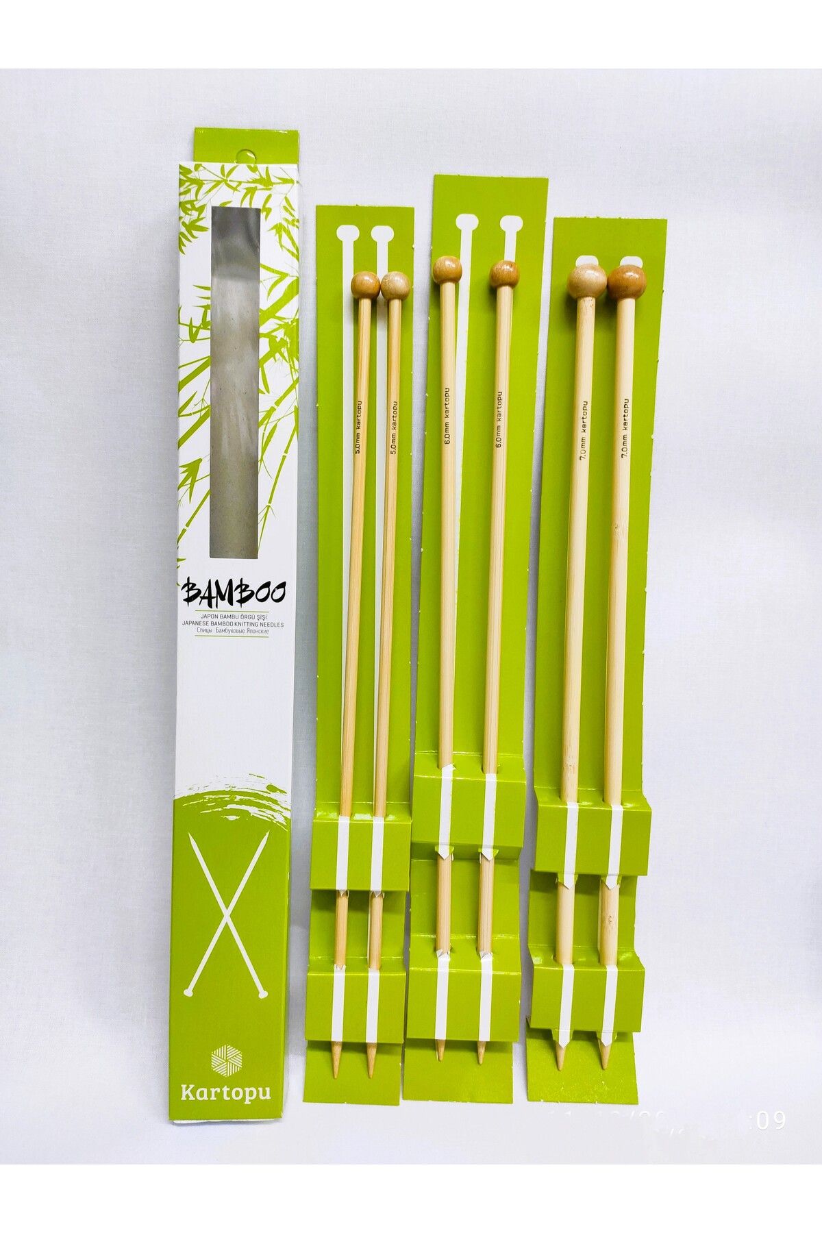 ATMACA TUHAFİYE Set De 3 Ace Din Bambus Japonez Kartopu 5-6-7 Numere Ace De Tricotat Din Lemn De Bambus - 5-9.9mm