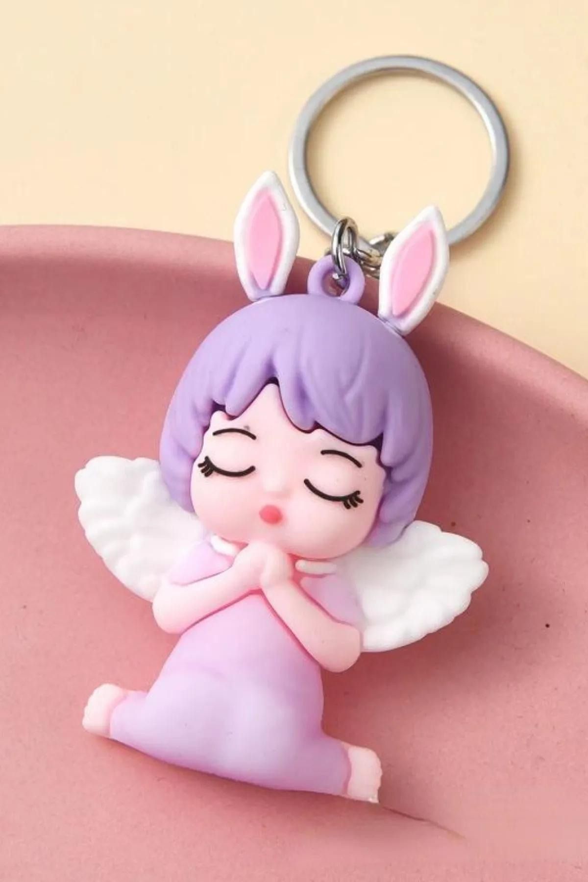 Yeni1Trend-Angel Baby Girl Cartoon Cute Figure 3d Silicone Keychain Bag And Wallet Ornament Accessory 1 Piece 5
