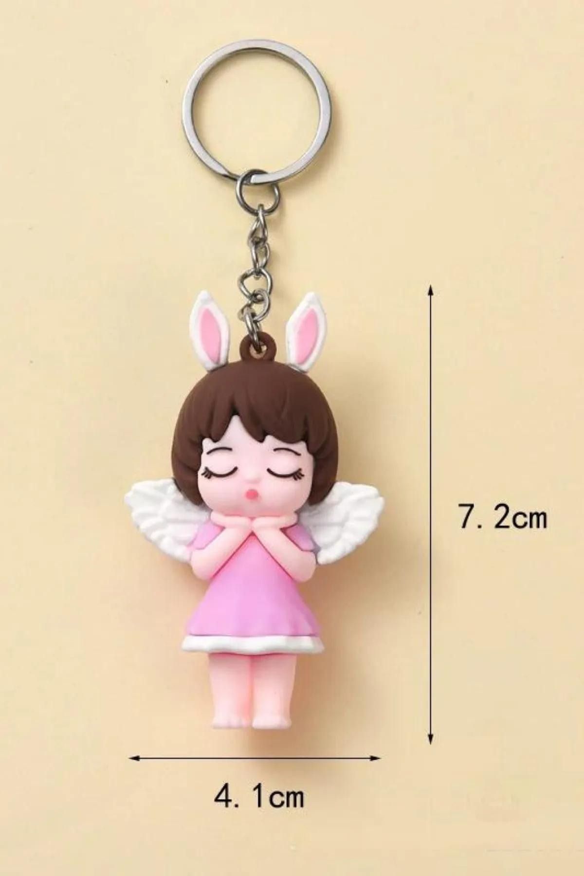 Yeni1Trend-Angel Baby Girl Cartoon Cute Figure 3d Silicone Keychain Bag And Wallet Ornament Accessory 1 Piece 3