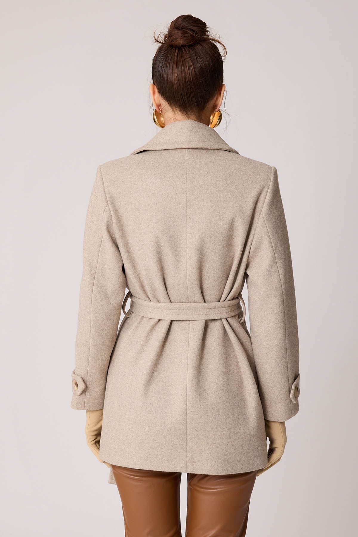 Petite tan discount wool coat