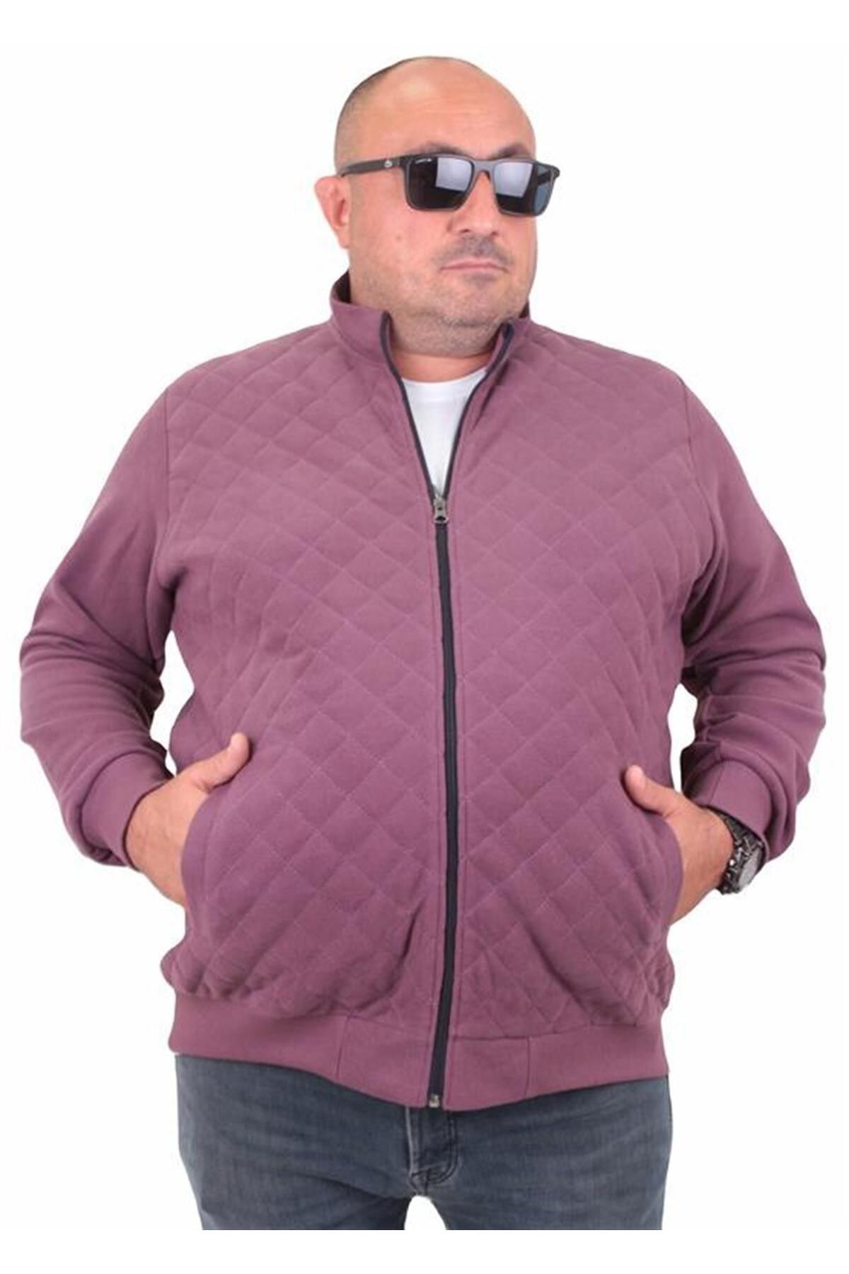 Starbattal-Large Size Zippered Cardigan Diamond 23281 Purple 1