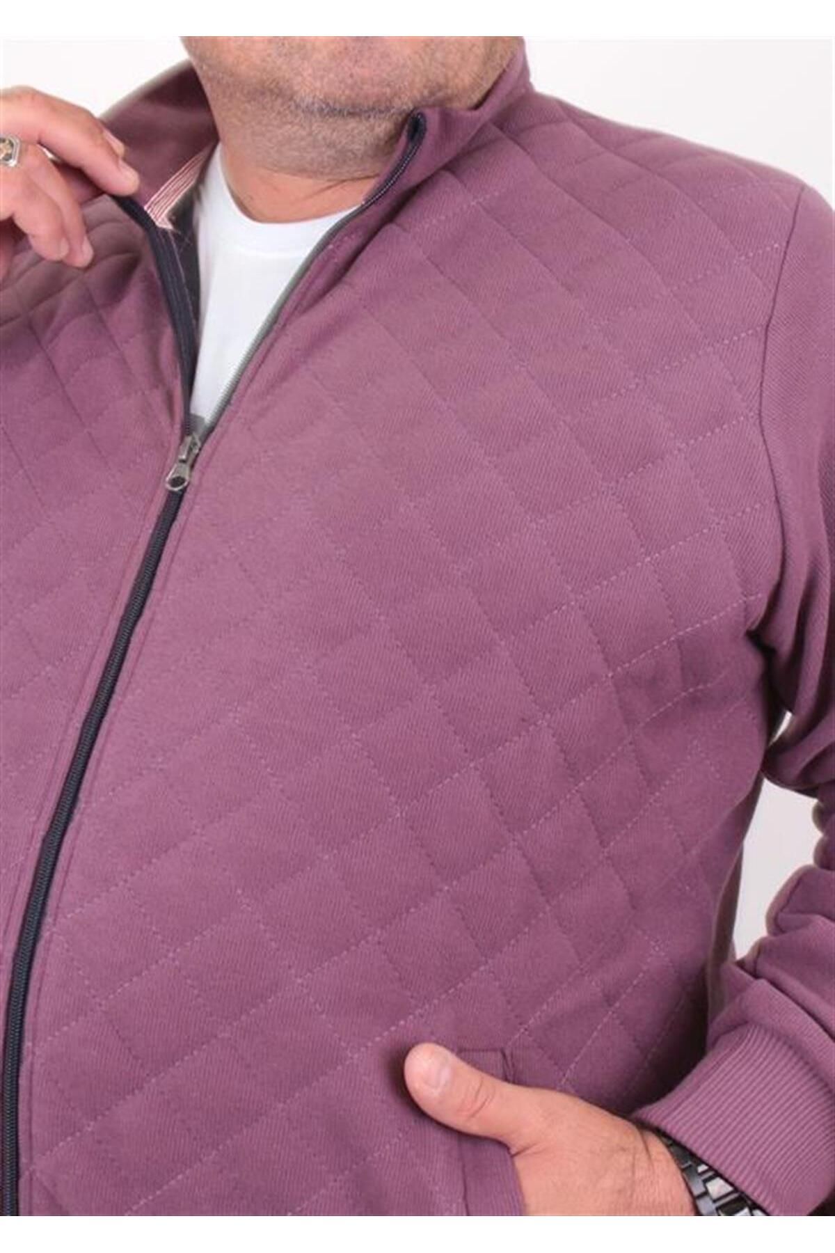 Starbattal-Large Size Zippered Cardigan Diamond 23281 Purple 4