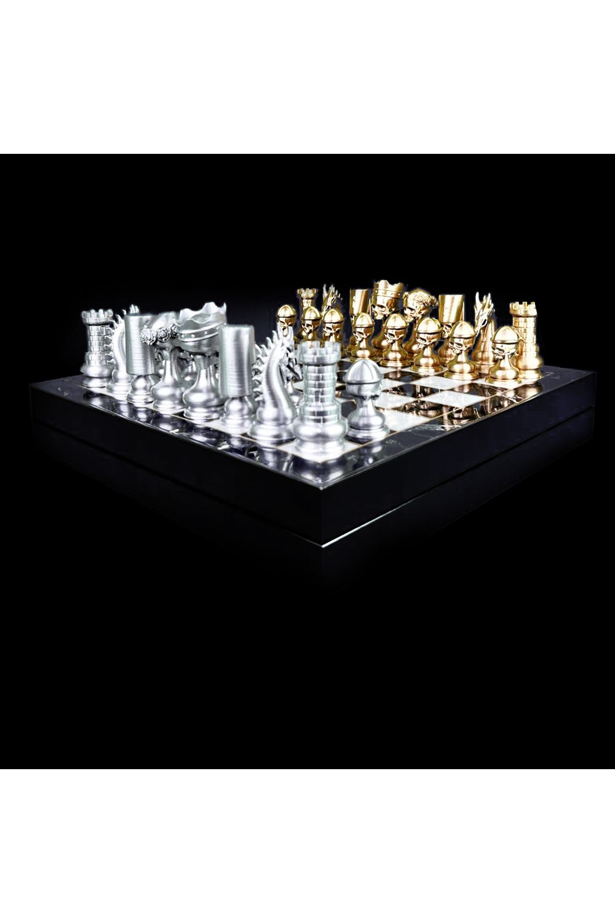 Fume Design-Skull Characters Chess Set - 36 X 36 Cm with Chessboard with Storage 8