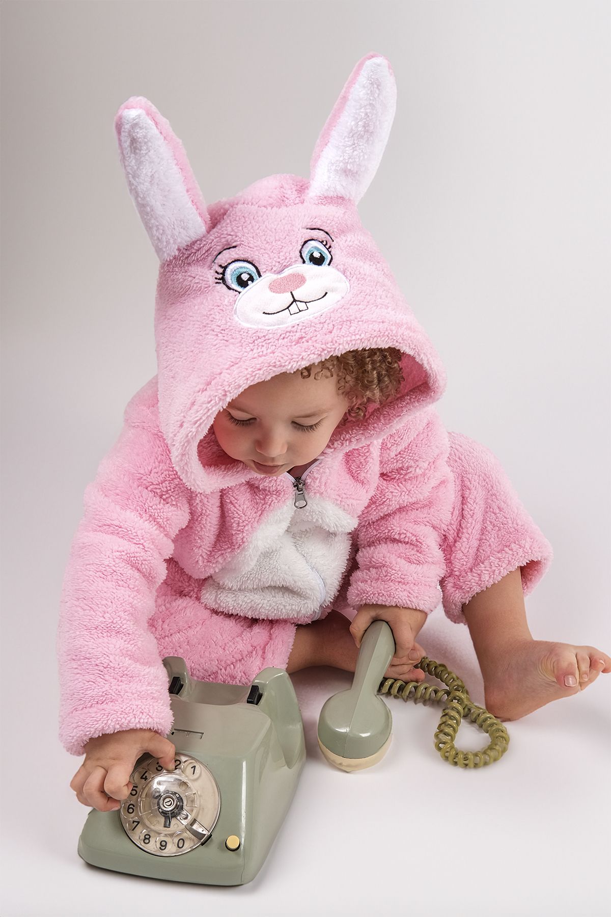 Welsoft Tavşan Peluş Unisex Fermuarlı Kışlık Bebek Uyku Tulumu Çocuk Tulumu Çocuk Kostümü