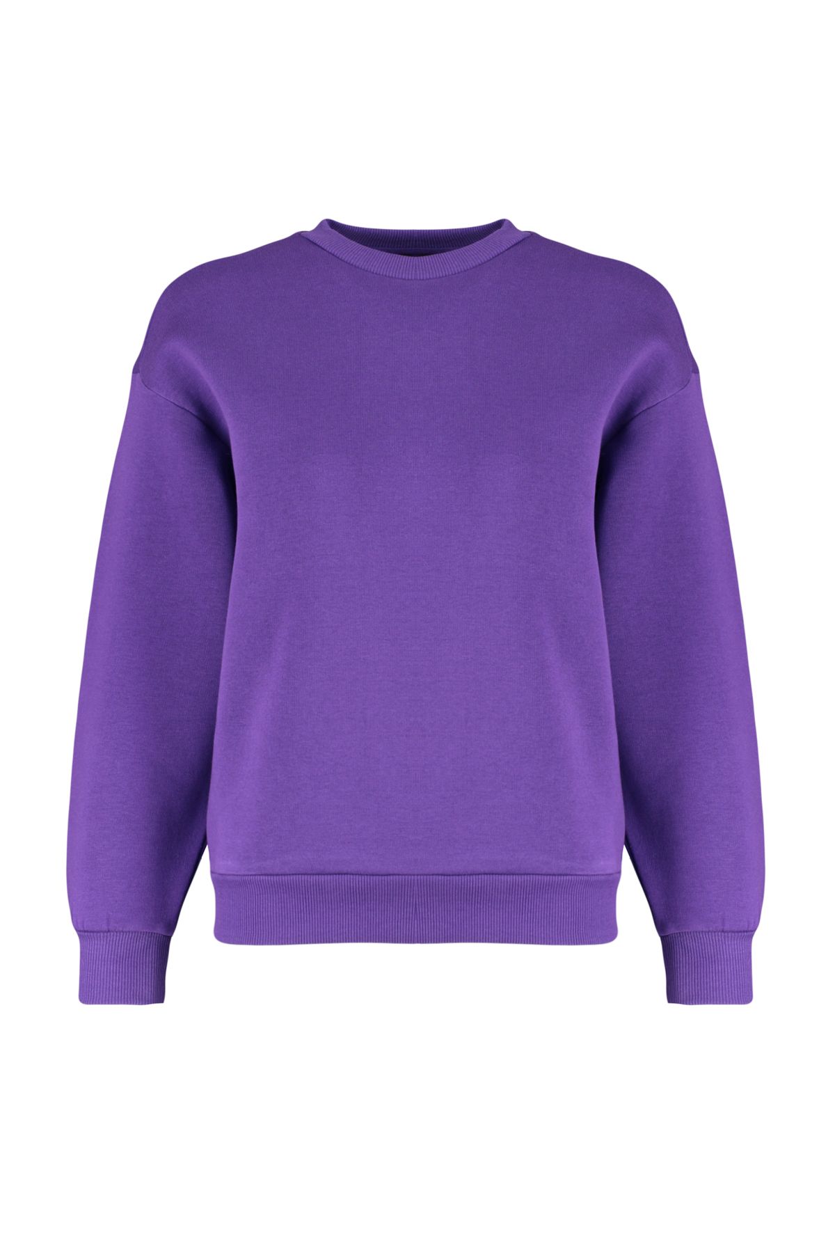 Trendyol Collection-Hanorac tricotat de bază, mov, gros, fleece, cu potrivire obișnuită/normală TWOAW24SW00101 6