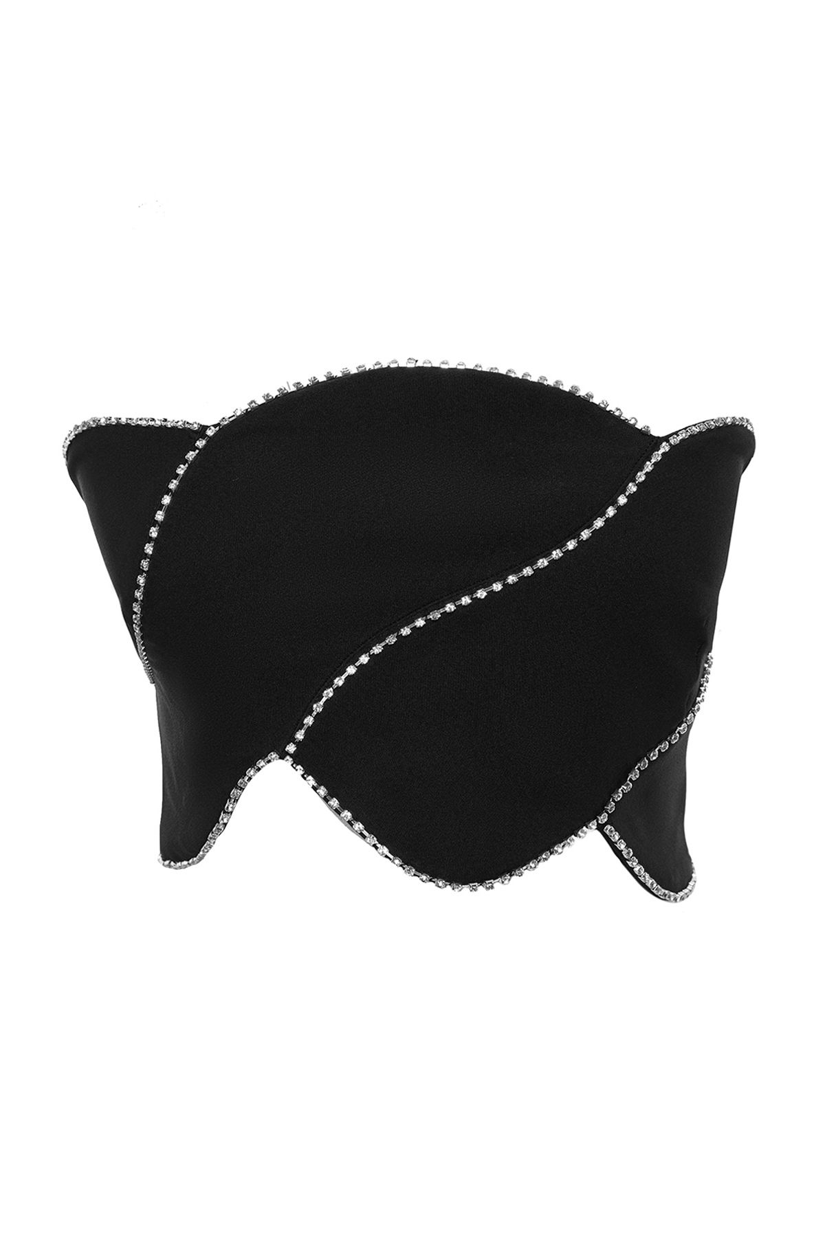 Trendyol Collection-Black Crop Bustier with Shiny Stone Detail - TPRAW24BS00026 7