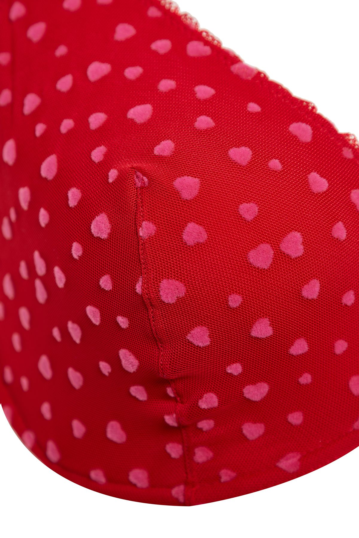 Trendyol Curve-Red Polka Dot Mesh Large Size Bra TBBAW24CW00002 7