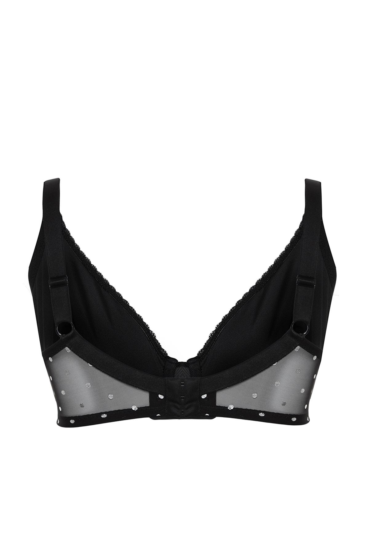Trendyol Curve-Black Polka Dot Mesh Large Size Bra TBBAW24CW00002 8