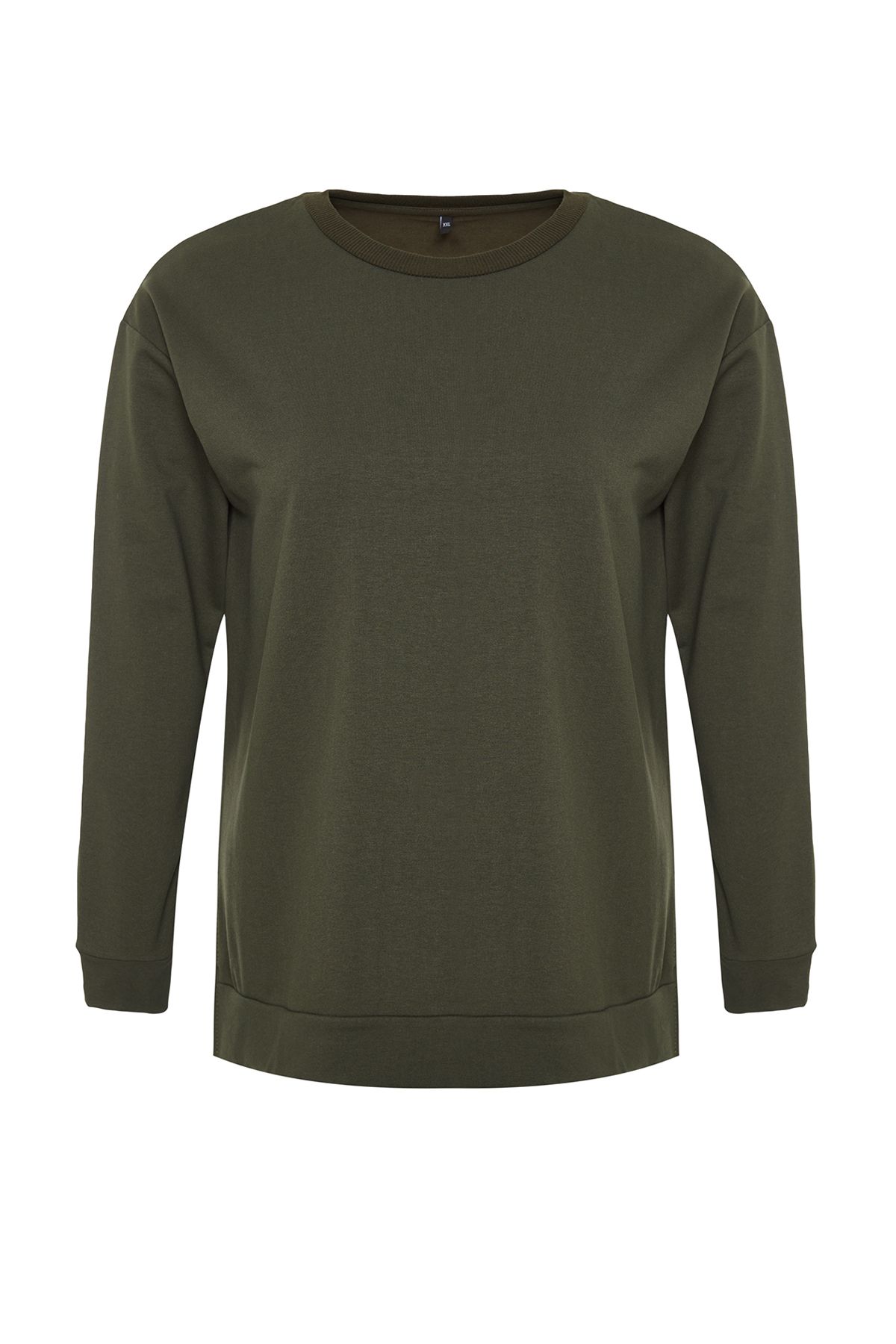 Trendyol Curve-Khakifarbenes, dünnes Strick-Sweatshirt mit Schlitz und Details TBSSS22SW0172 6