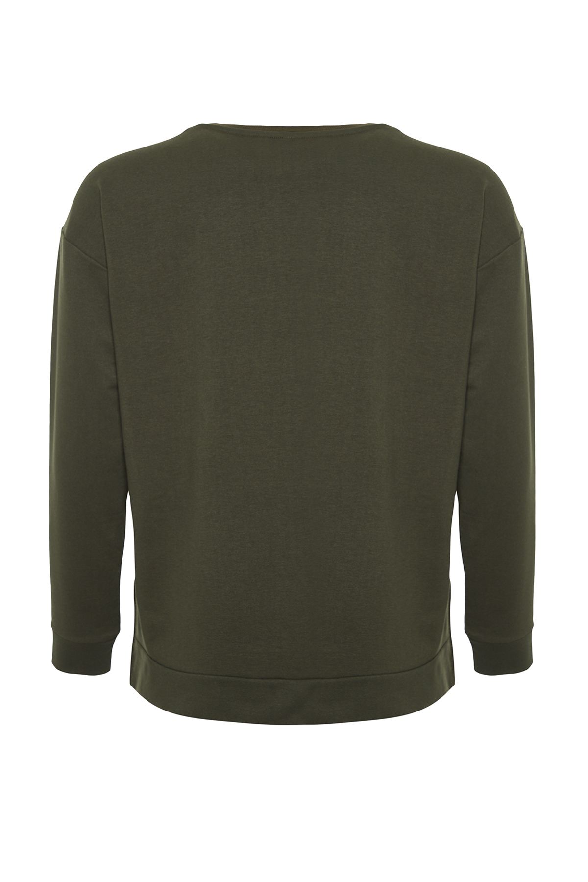 Trendyol Curve-Khakifarbenes, dünnes Strick-Sweatshirt mit Schlitz und Details TBSSS22SW0172 8