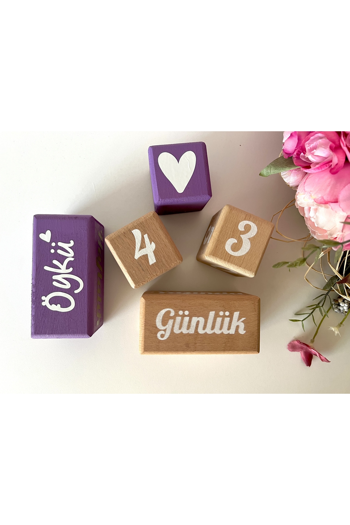 Anne bebek anı küpü lila beyaz Türkçe yazılı isimli set