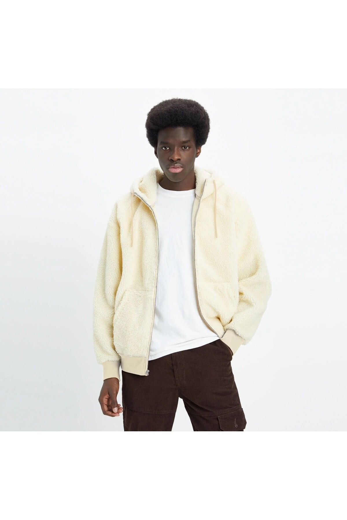 سویشرت سفید مردانه شرپا یخبندان zip up sweatsh Levi's