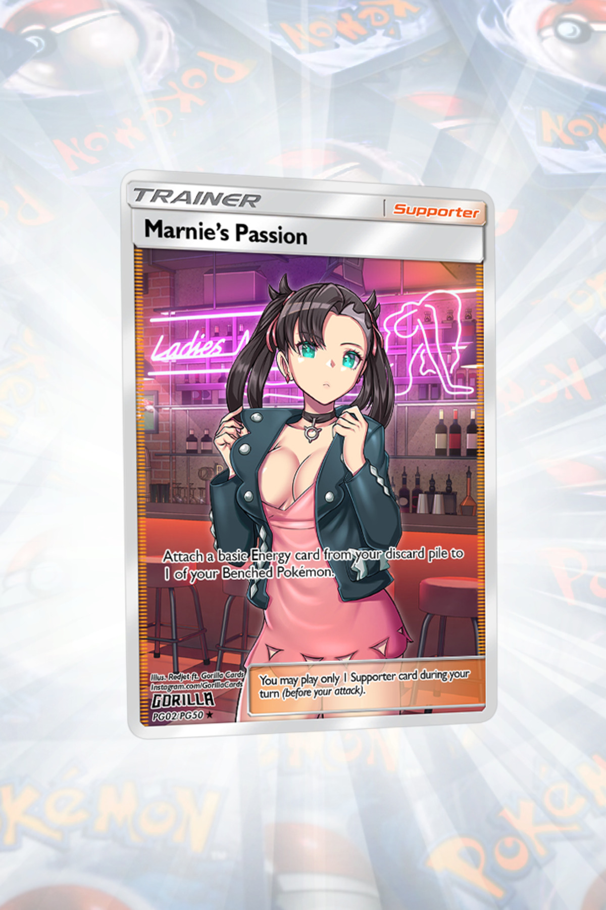 Gorilla Cards Marnie’s Passion Full Art Holo Custom Trainer Waifu Pokemon Kartı Fiyatı