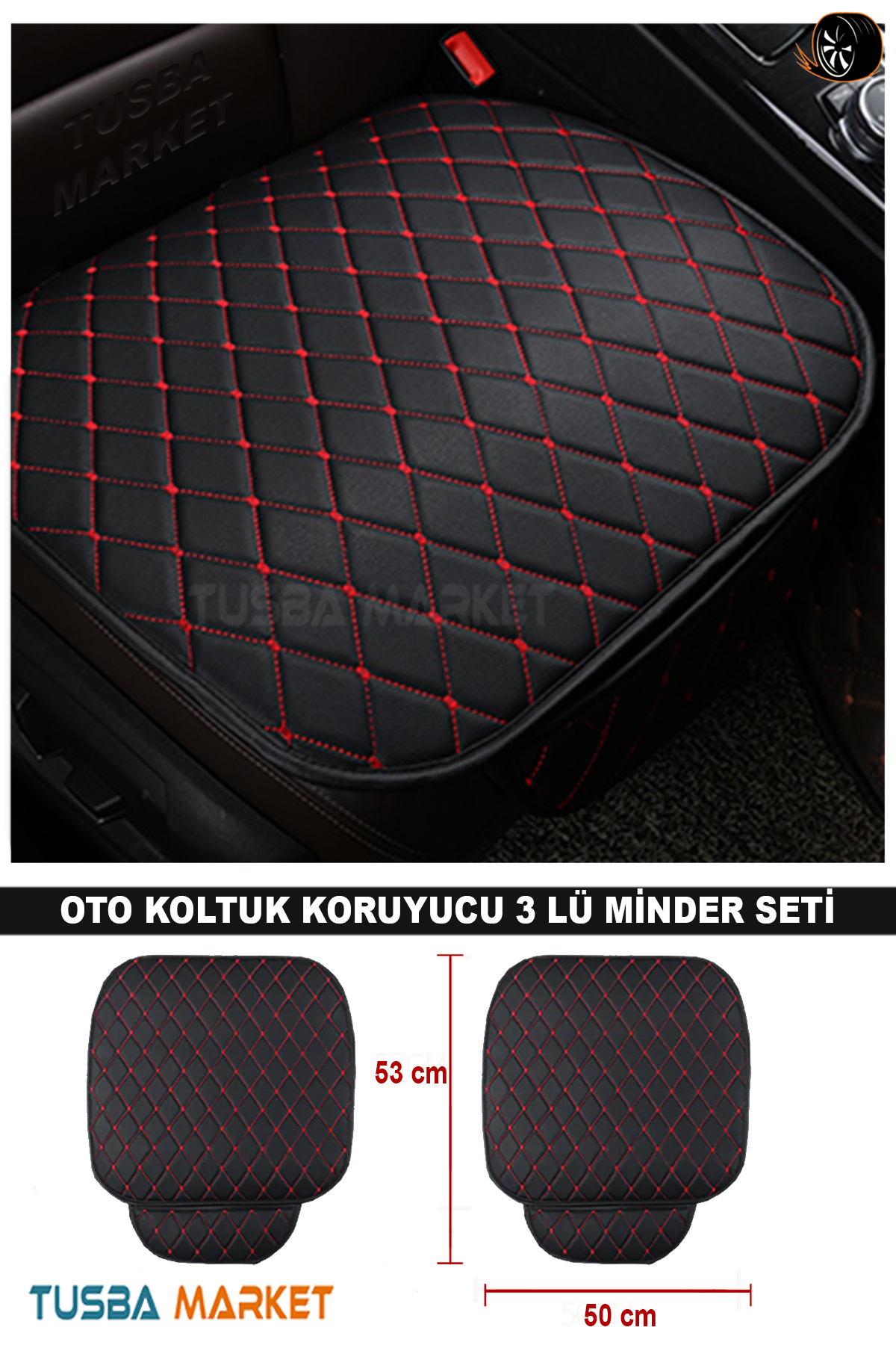 TUSBA MARKET Renault Clio 4 HB Otomobil Koltuk Koruyucu Cepli Üçlü Minder Seti /Araç Oto Koltuk Deri Minder Kılıf fotoğrafı 2 (önizleme)