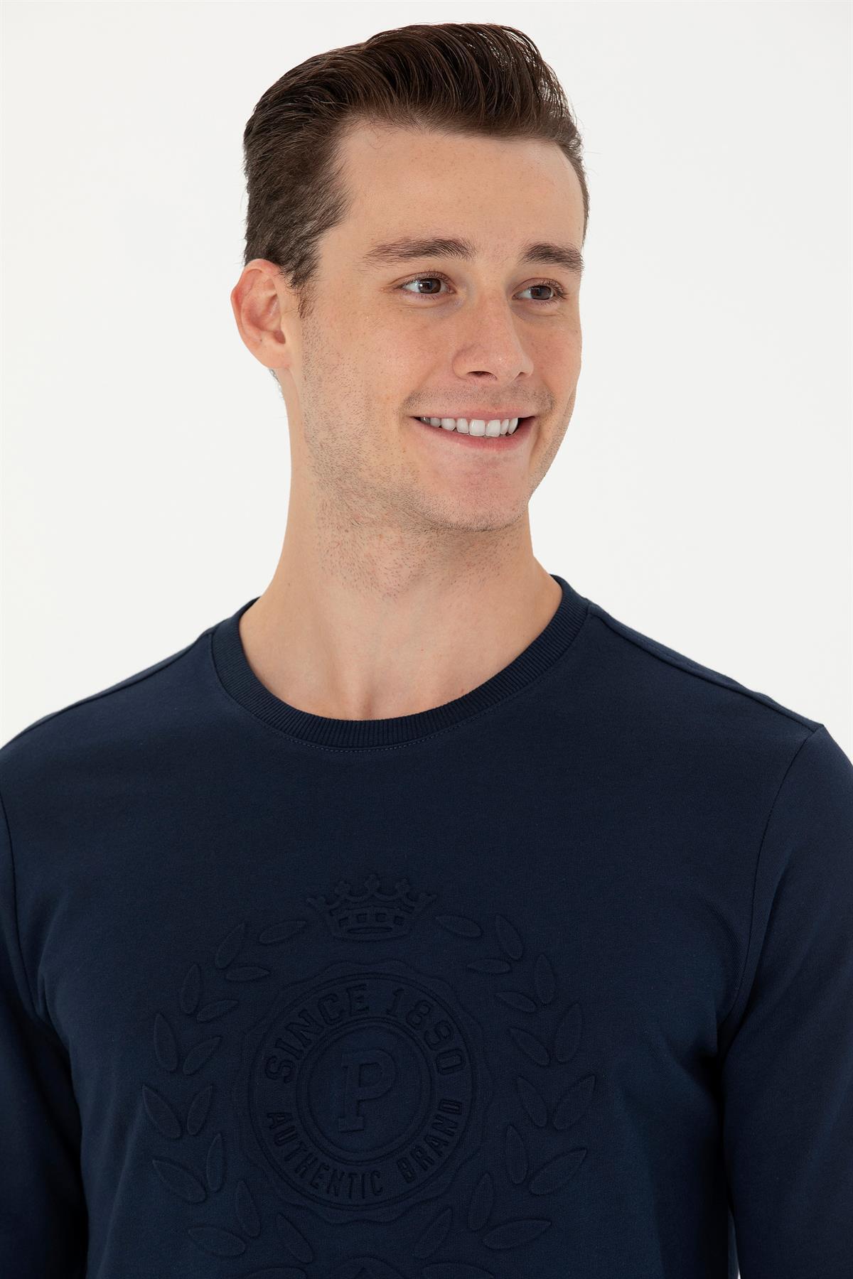 سویشرت مردانه آبی سرمه ای یو اس پولو | 23KEAYDLSWT0005 اورجینال - تصویر 2