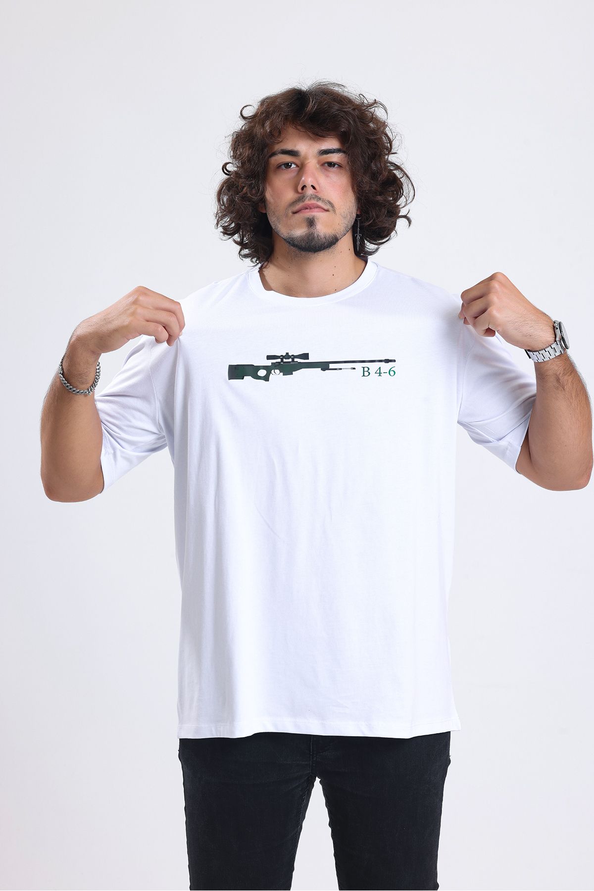 Chic Choice Clothing-Counter-Strike CS 1.6 AWP Printed Men's 100% Combed Cotton White Oversize T-Shirt - Basic T-Shirt 5
