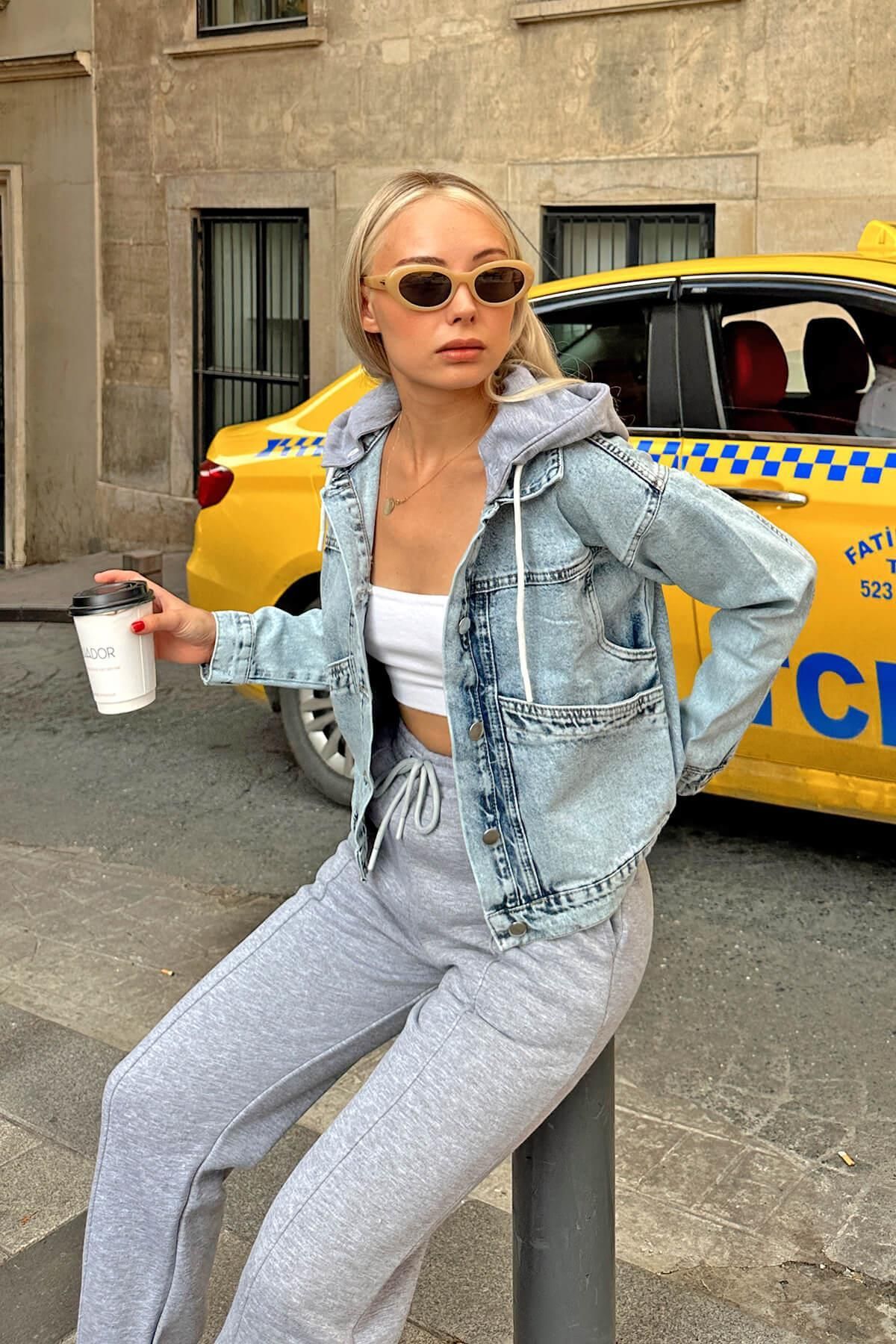 Denim jacket on sale and crop top