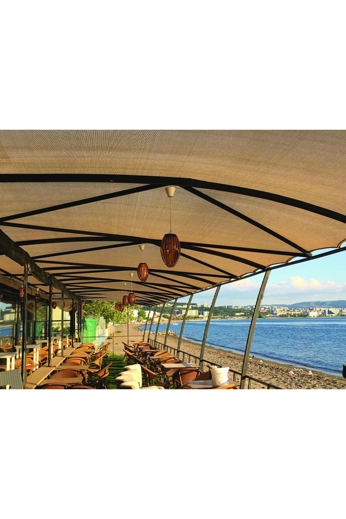 %95'lik 1m x 3m Gölgelik-Bahçe Çit Filesi-Şeritli Halkalı - Koyu Bej 3