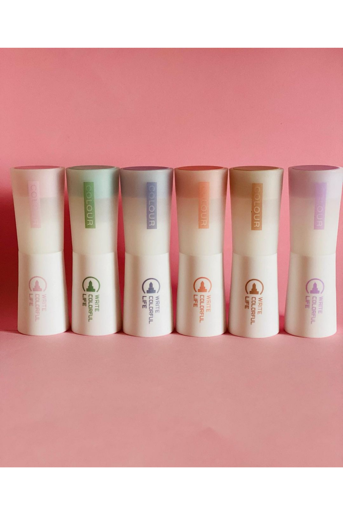 NaSaDAN Lipstick Soft 6'lı Pastel Fosforlu Kalem Seti – Ruj Şeklinde Highlighter