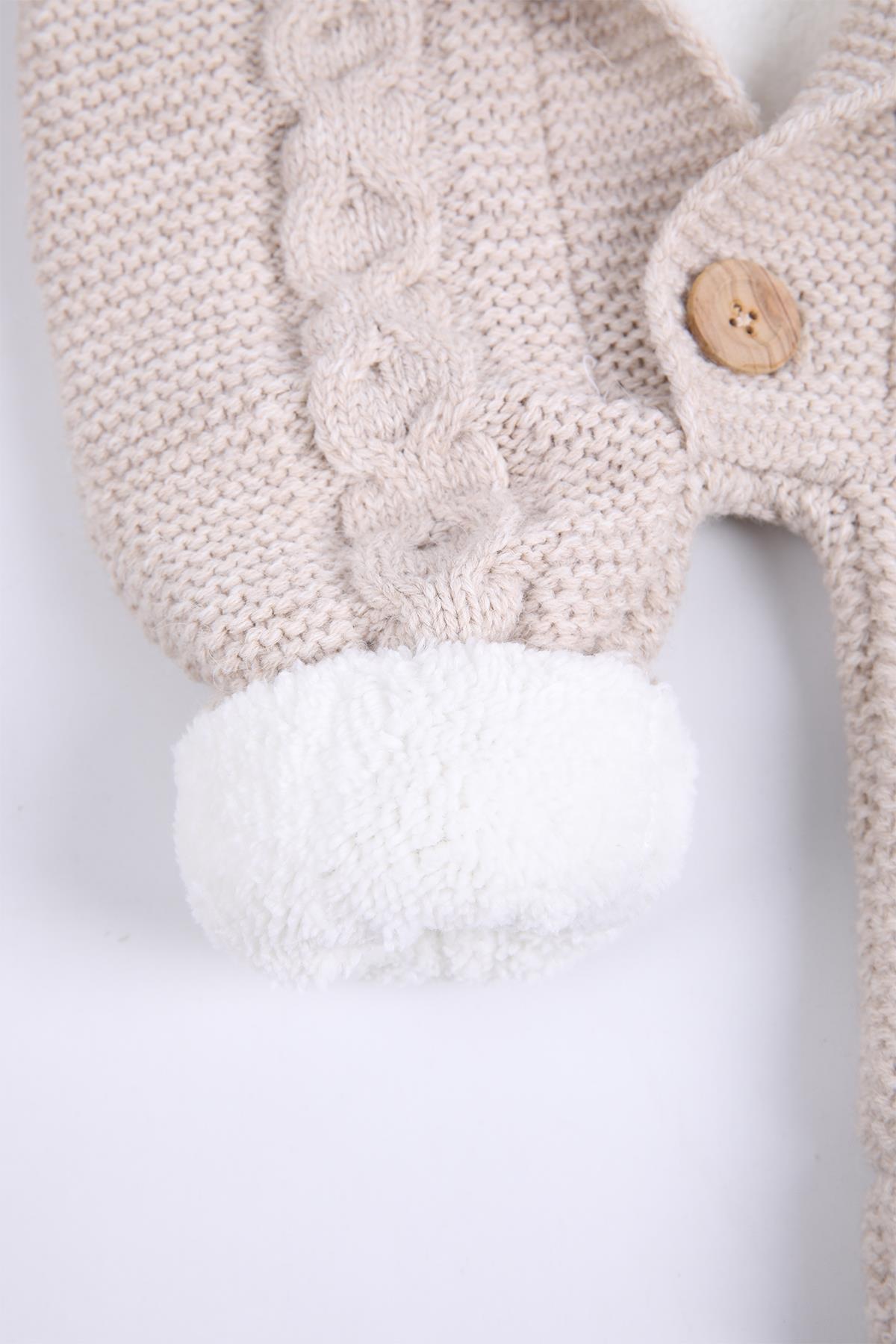 Babyhola Kalın Triko İçi Velsoft Tulum Kız Erkek Bebek Çocuk Kapüşonlu Kışlık Dış Tulum fotoğrafı 7 (önizleme)