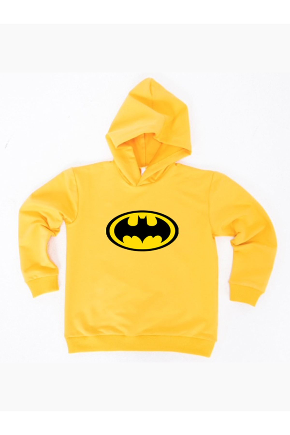 Batman Baskılı Kapüşonlu Pamuklu Kumaş Çocuk Sweatshirt v2000v