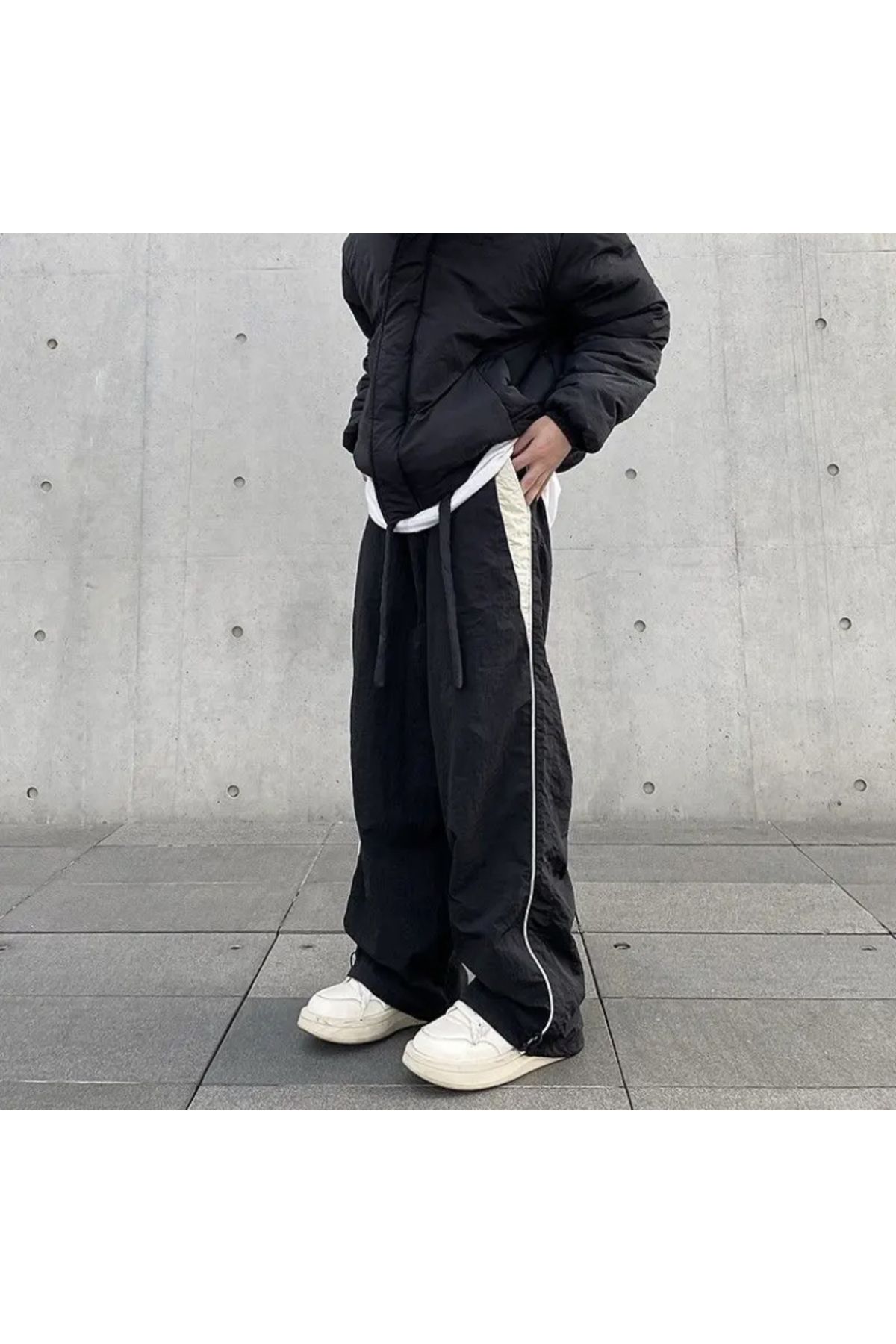 Black on shop black track pants