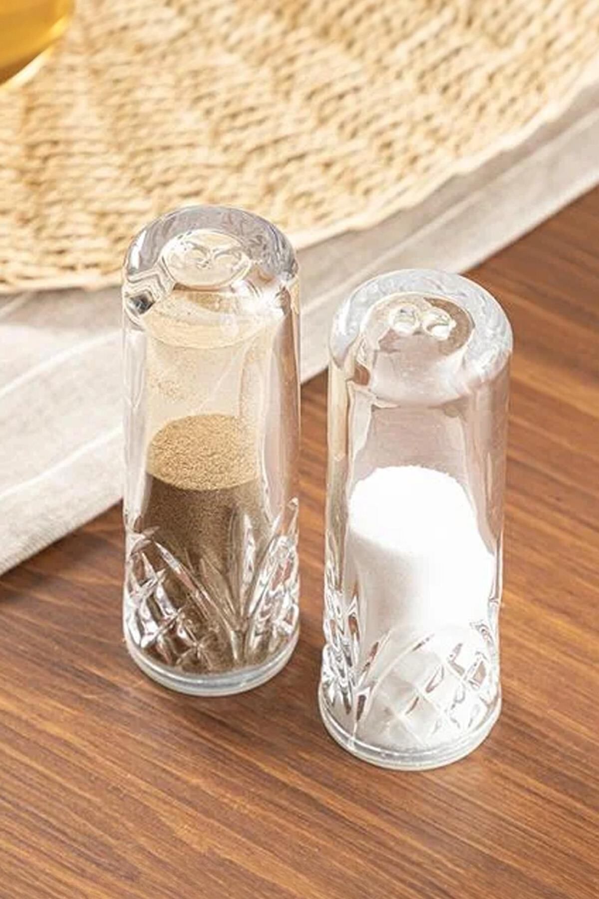 HALVTOM Salt and pepper shakers - glass/brown 4 ¾