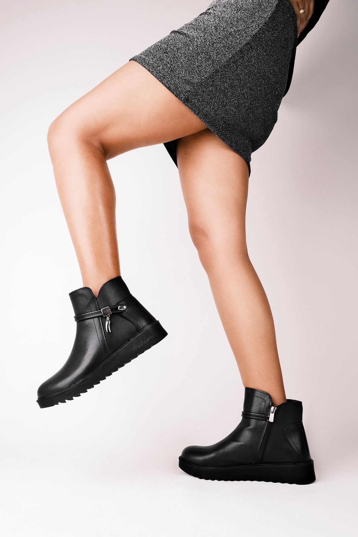 LAL SHOES BAGS Vision Short Women s Boots with Metal Ornament