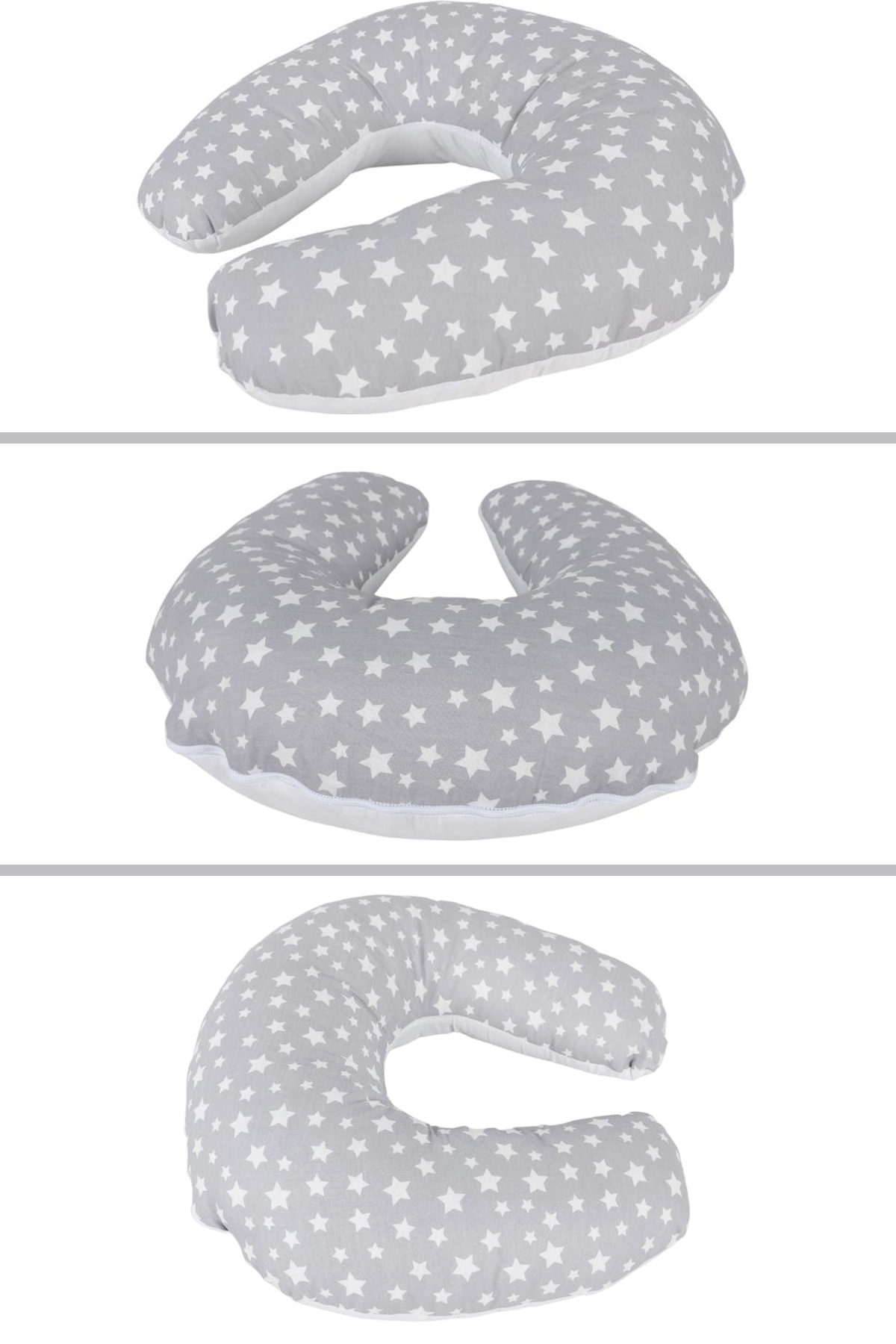 BabyModa Çift Taraflı Bebek Emzirme Yastığı, Destek Minderi, Hamile Yastığı Pamuklu Gri Kumaş fotoğrafı 6 (önizleme)