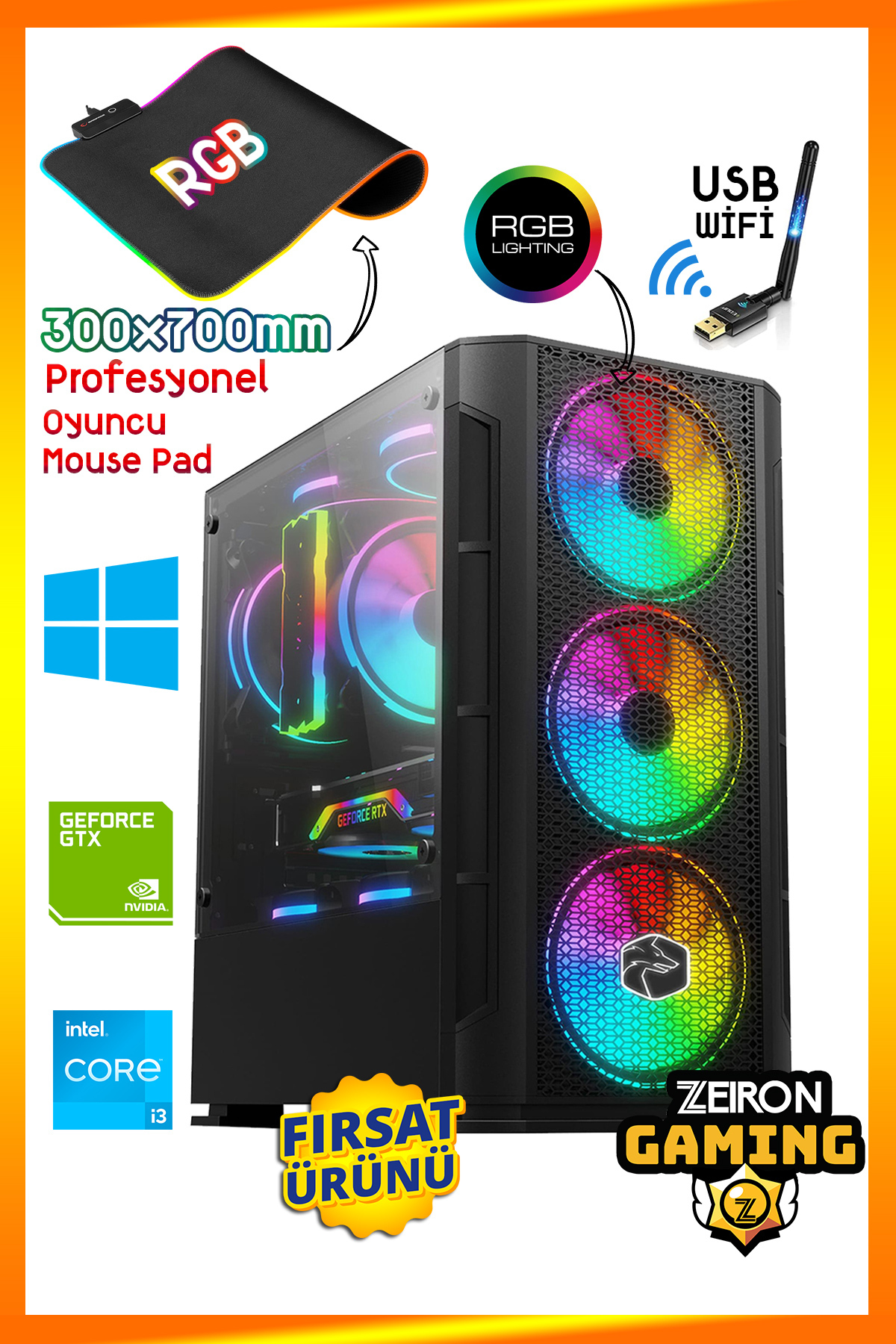Gravel X70 i3-10100F 32GB DDR4 1TB SSD Gtx1650 Gaming Desktop