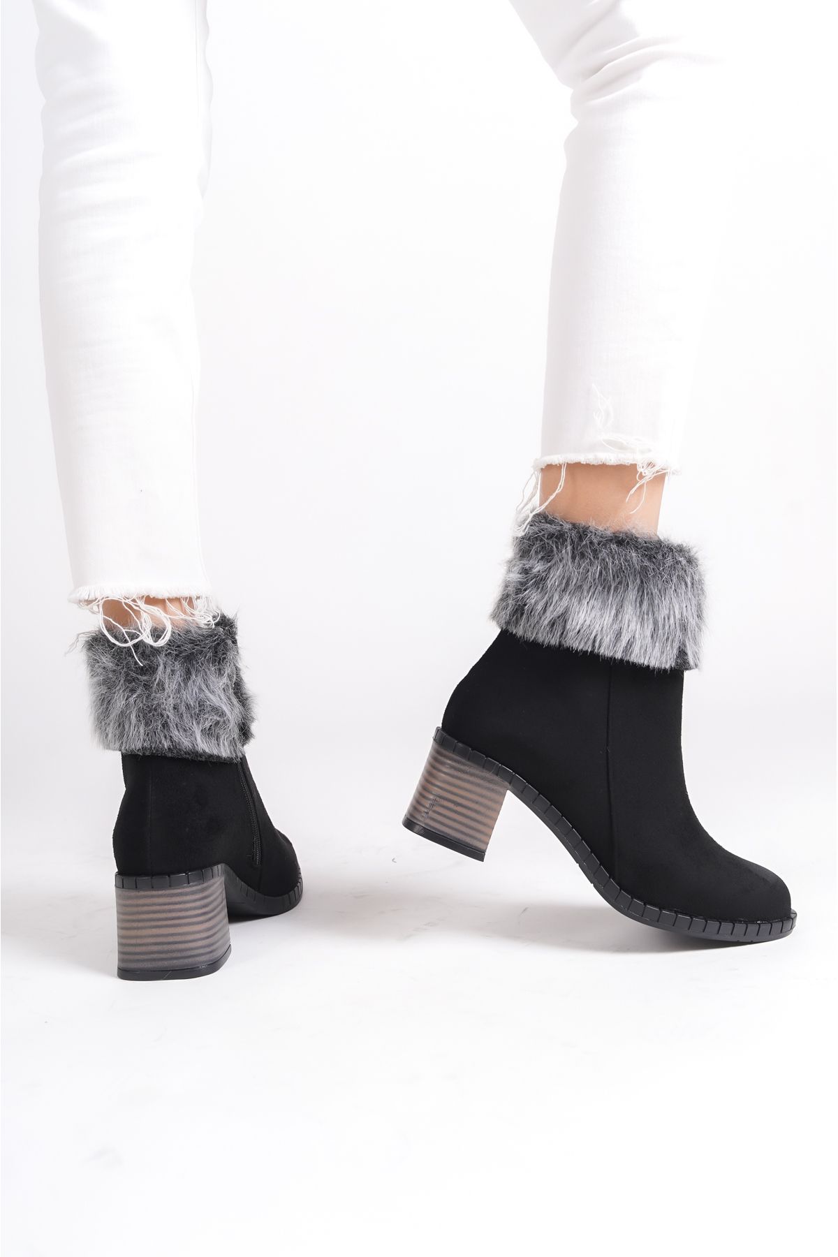 LAR NA Fur Detailed Platform Boots Bootie Trendyol