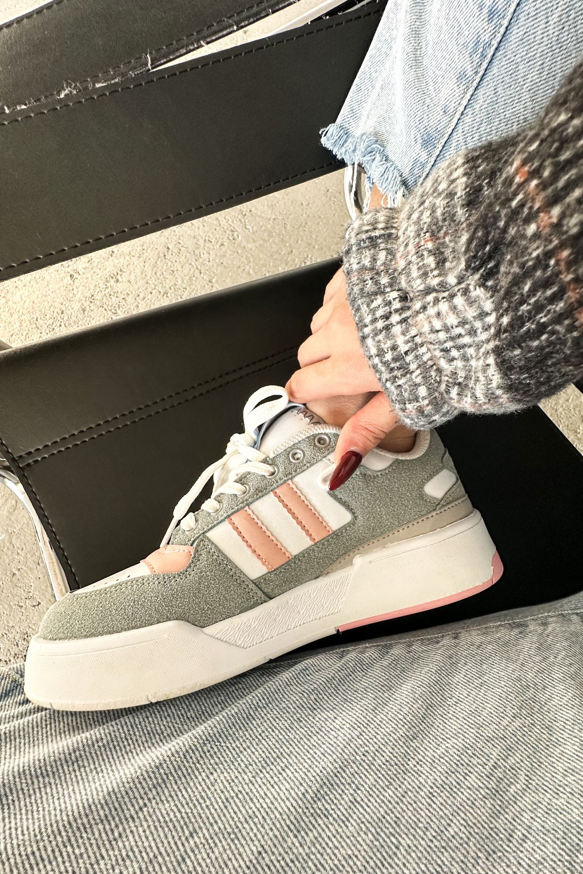 SOLAZER Women s Grey Powder Striped Orthopedic Sole Casual Sports