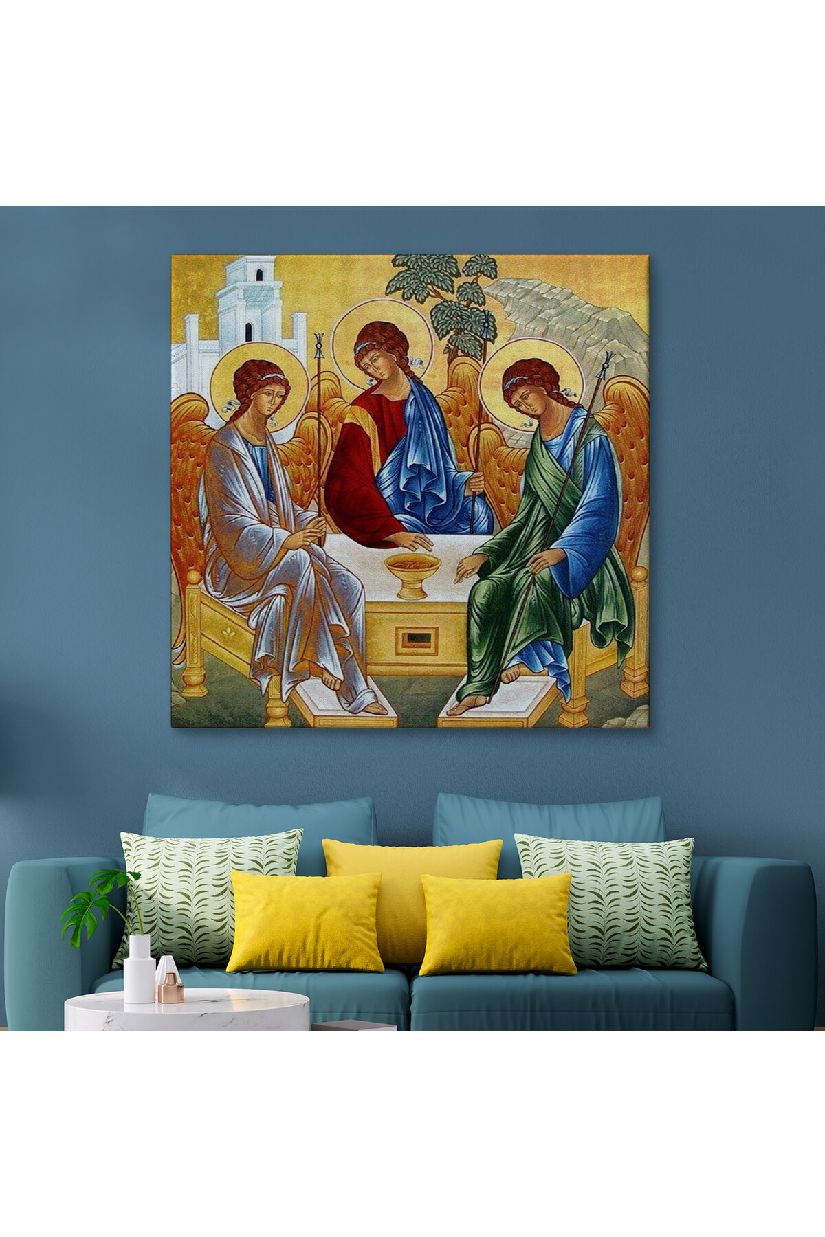 Andrei Rublev Tarafından Kutsal Üçleme Kanvas Tablo, Hristiyan Kilise Hediyesi-5327 görsel 2