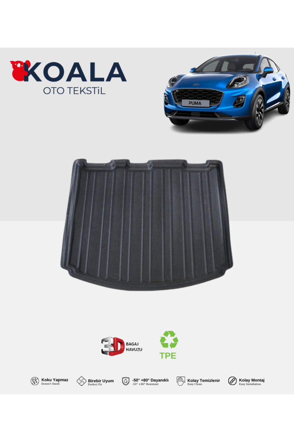 KoalaOtoTekstil Ford Puma (Alt Bagaj) (2020 ve Sonrası)  Uyumlu d Bagaj Havuzu