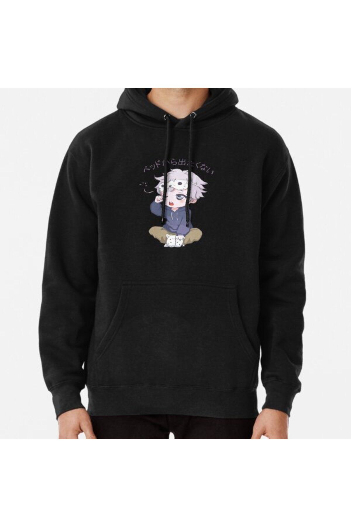 ZOKAWEAR Sleepy Chibi Anime Boy Printed Hooded Sweatshirt Hoodie