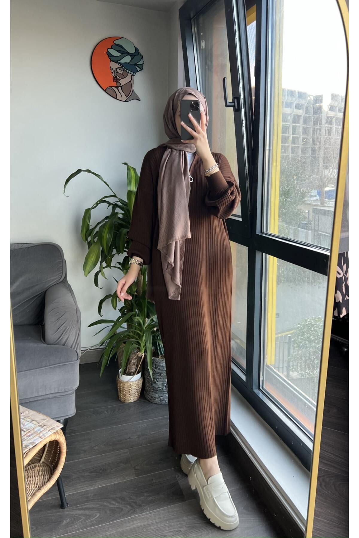 oversize loose fitted zipper collar fitted sweater hijab dress 38 44 size range