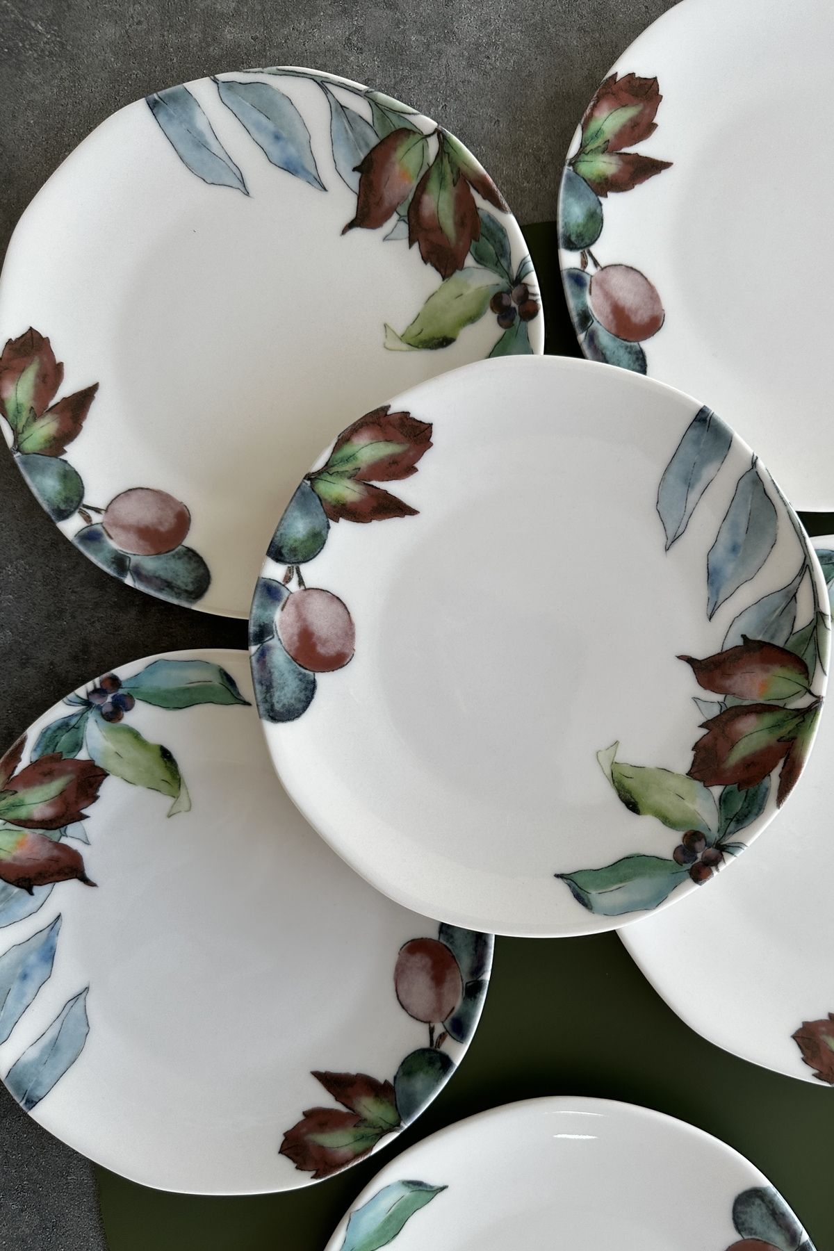 porselenden-Flores Organic 6 Piece 21 cm Cake Plate Set for 6 Persons 3