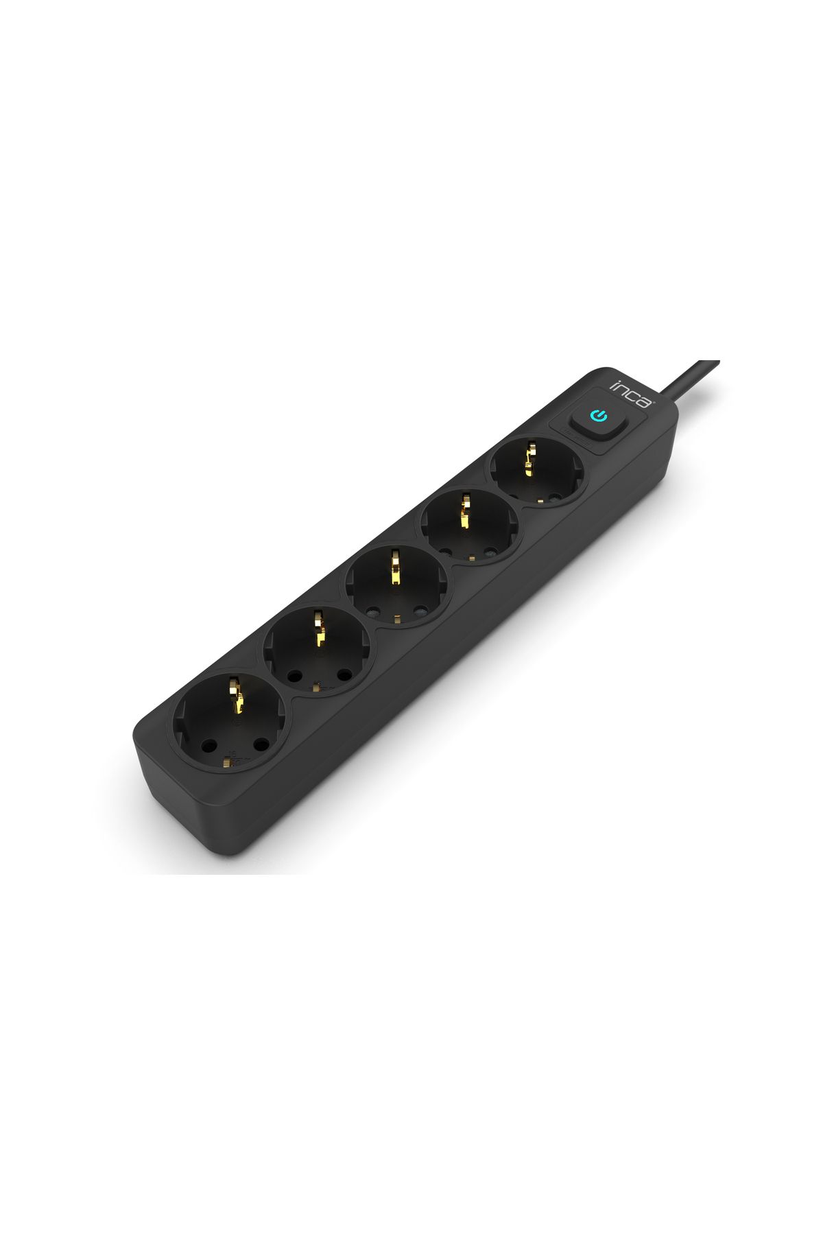Inca-Ipw-44sy 5 Port Current Protected LED Button Socket 1.5m - Black 3