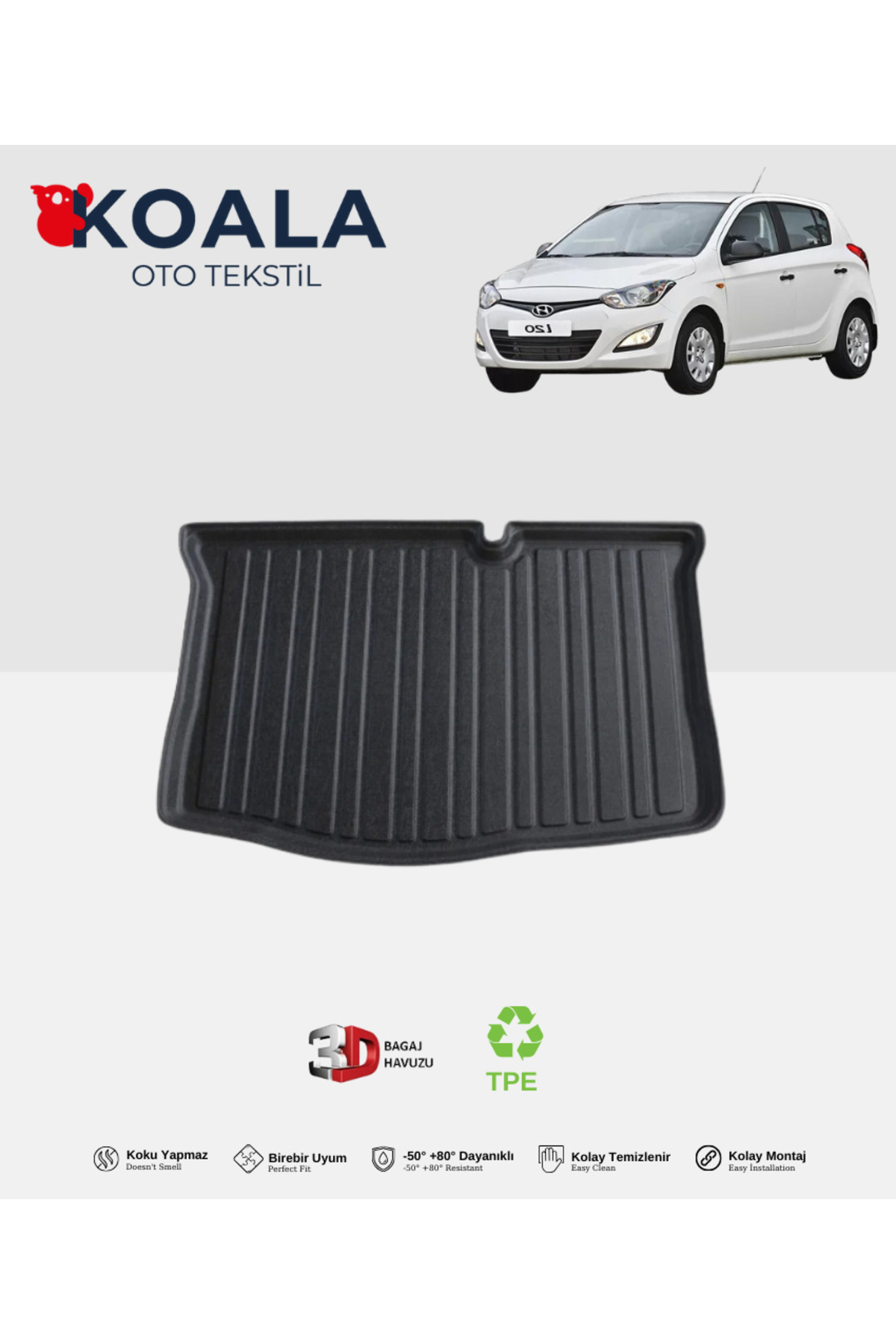 KoalaOtoTekstil Hyundai İ20 (2009-2014) 3d Bagaj Havuzu