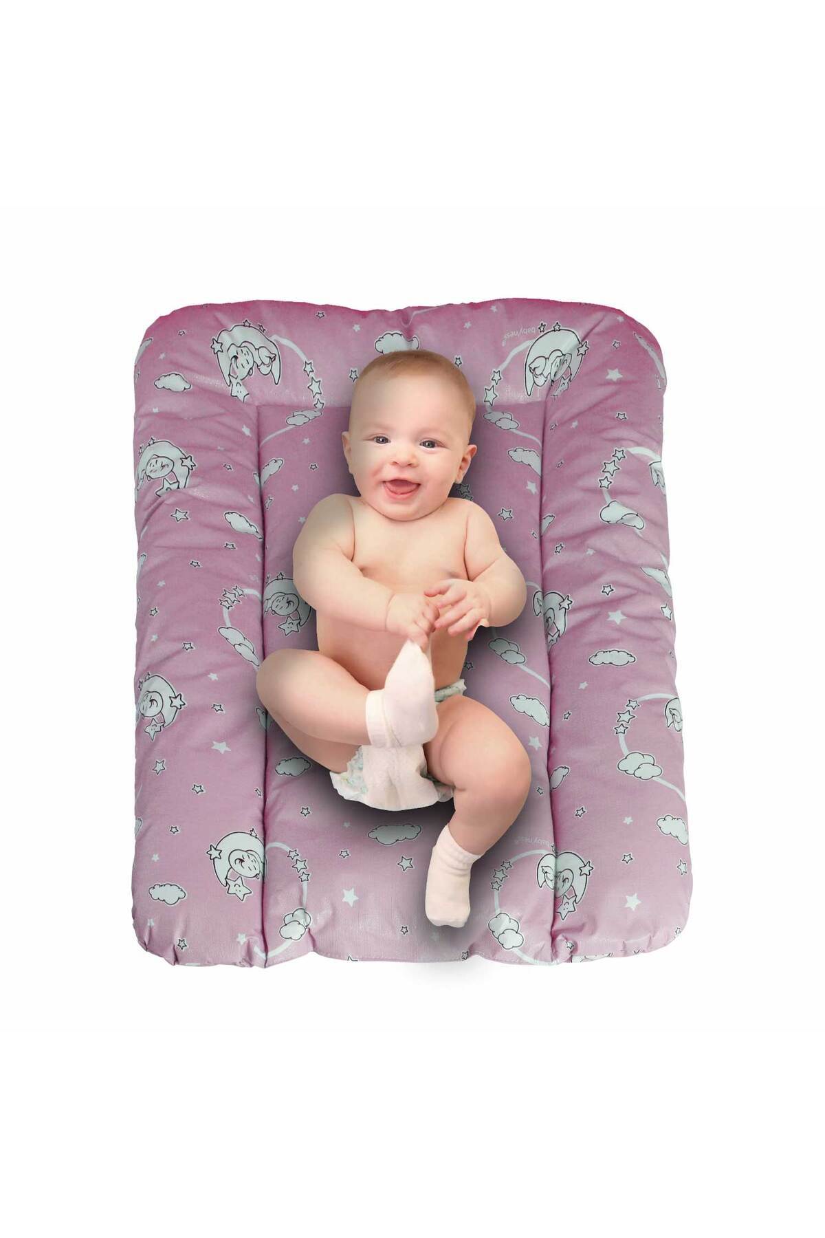 Baby'ness Elyaf Dolgulu Pvc Alt Değiştirme Minderi Küçük Sıvı Geçirmez Leke Tutmaz Aydede Pembe fotoğrafı 3 (önizleme)