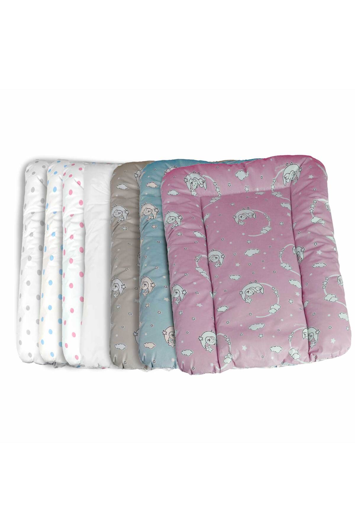 Baby'ness Elyaf Dolgulu Pvc Alt Değiştirme Minderi Küçük Sıvı Geçirmez Leke Tutmaz Puantiyeli Mavi fotoğrafı 4 (önizleme)