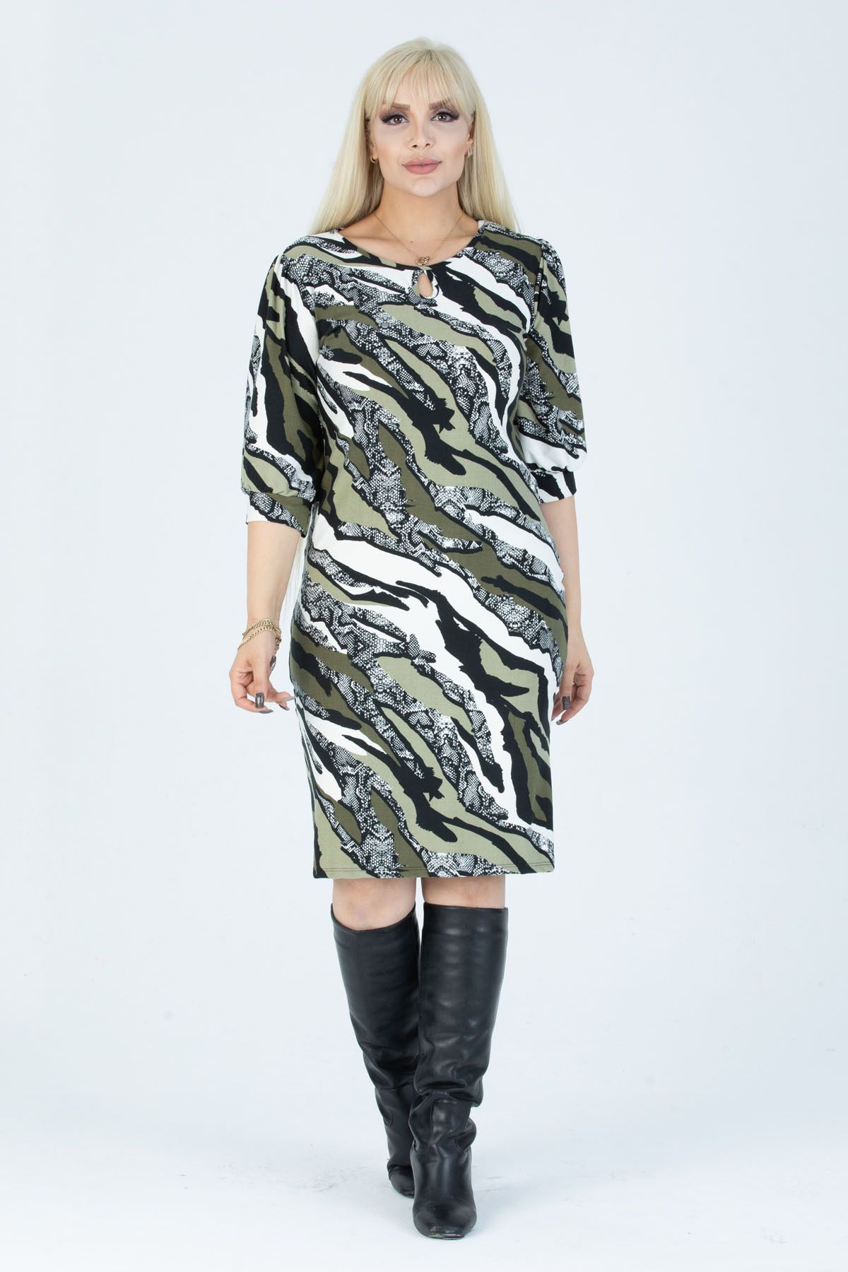 Dark green online snake print dress